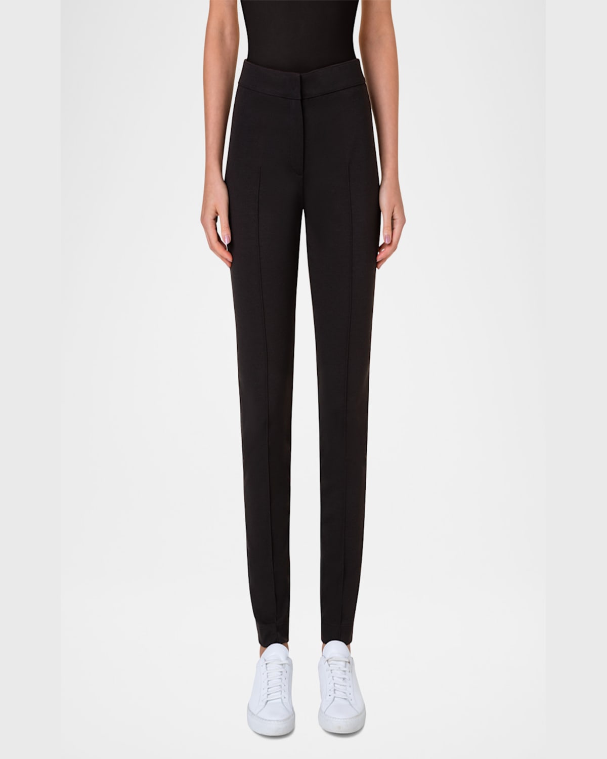 Akris Punto Mara Skinny Knit Pants In Dark Brown