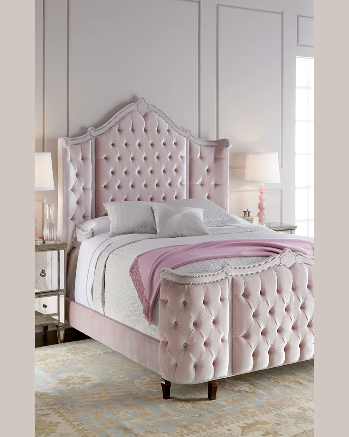 Haute House Pippa Tufted California King Bed In Blush Pink