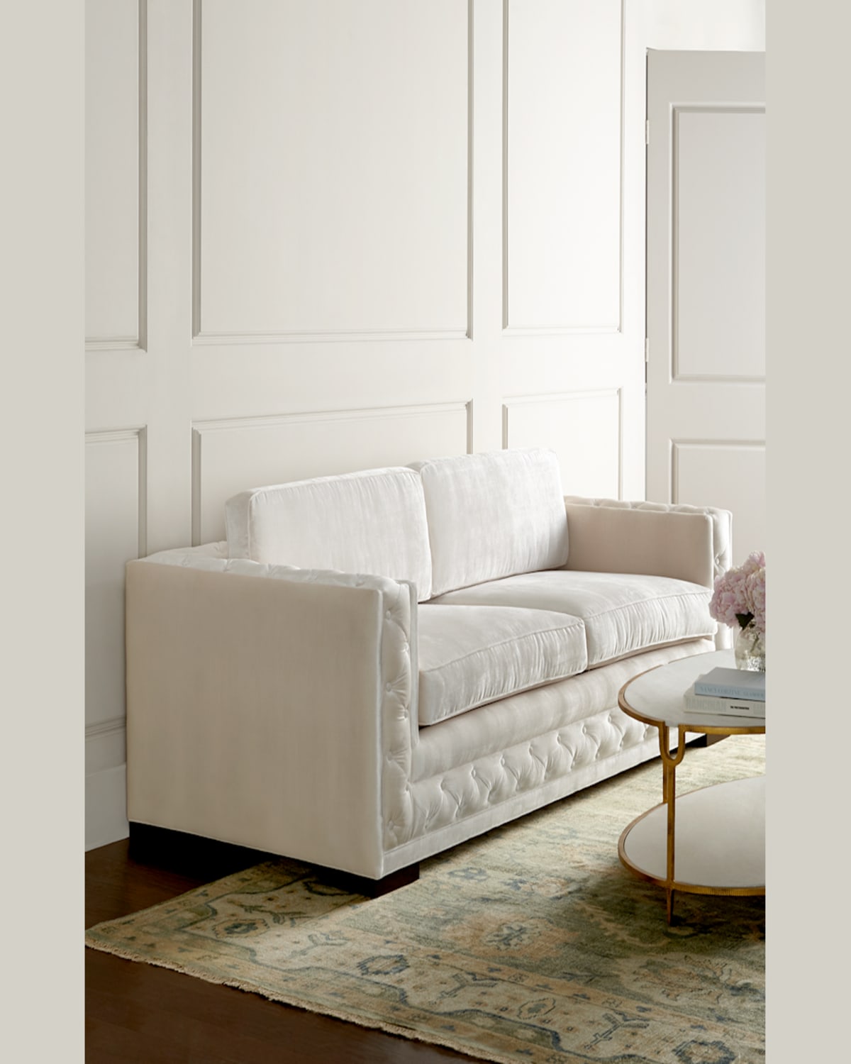 Haute House Bently White Tufted Sofa In White