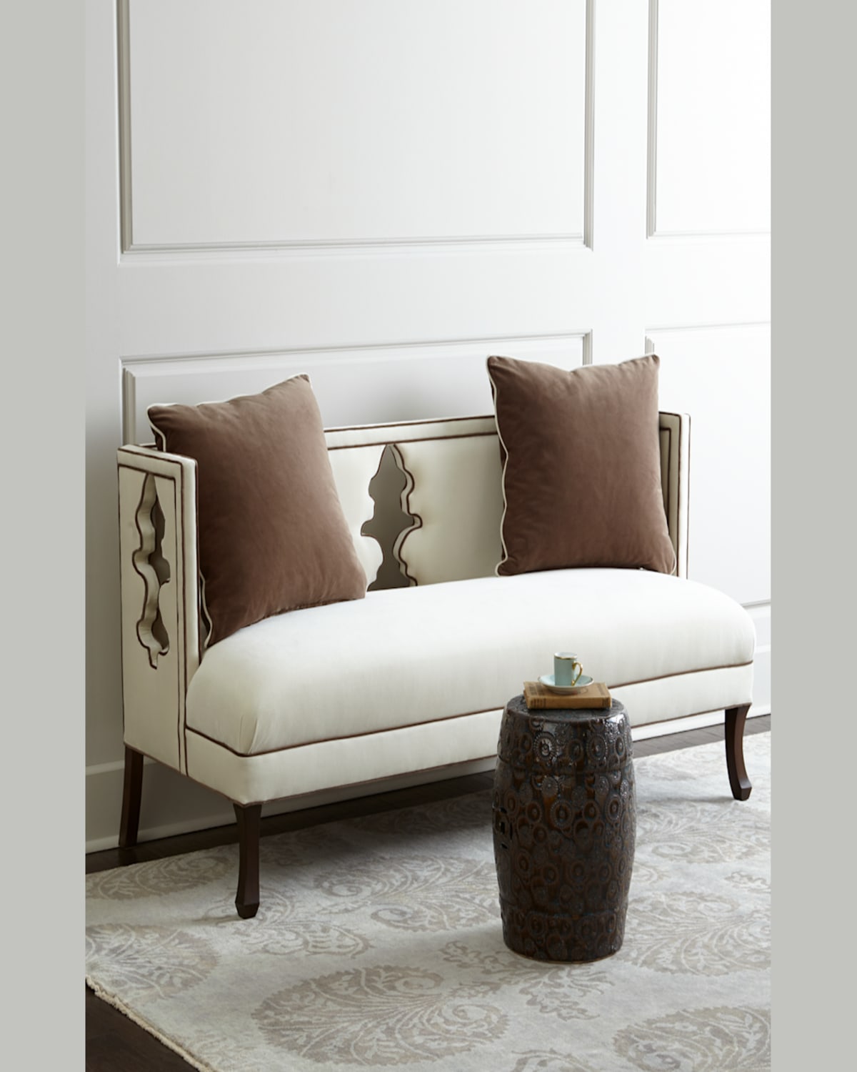 Haute House Balustrade Settee In Ivory