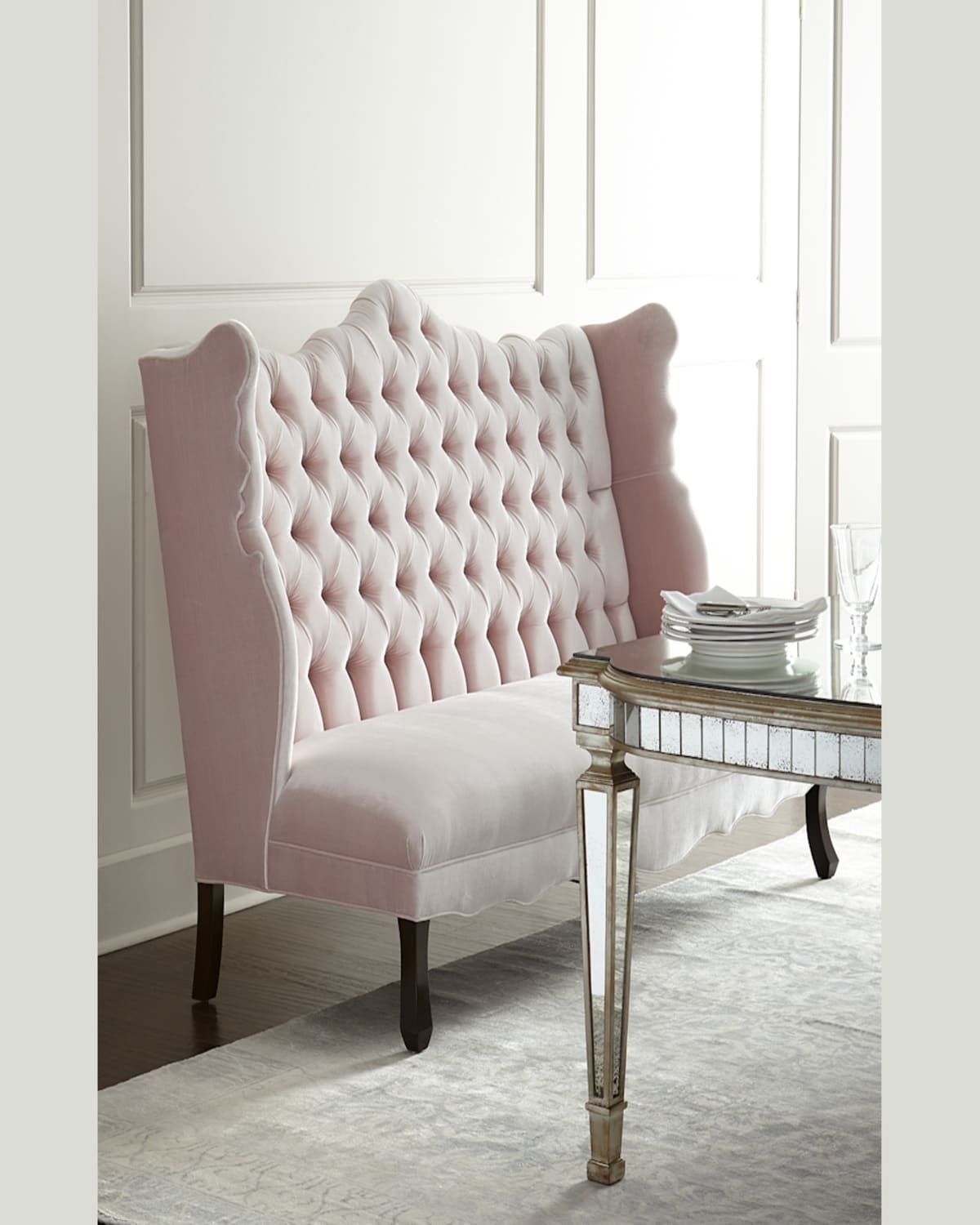 Haute House Isabella Blush Banquette In Blush