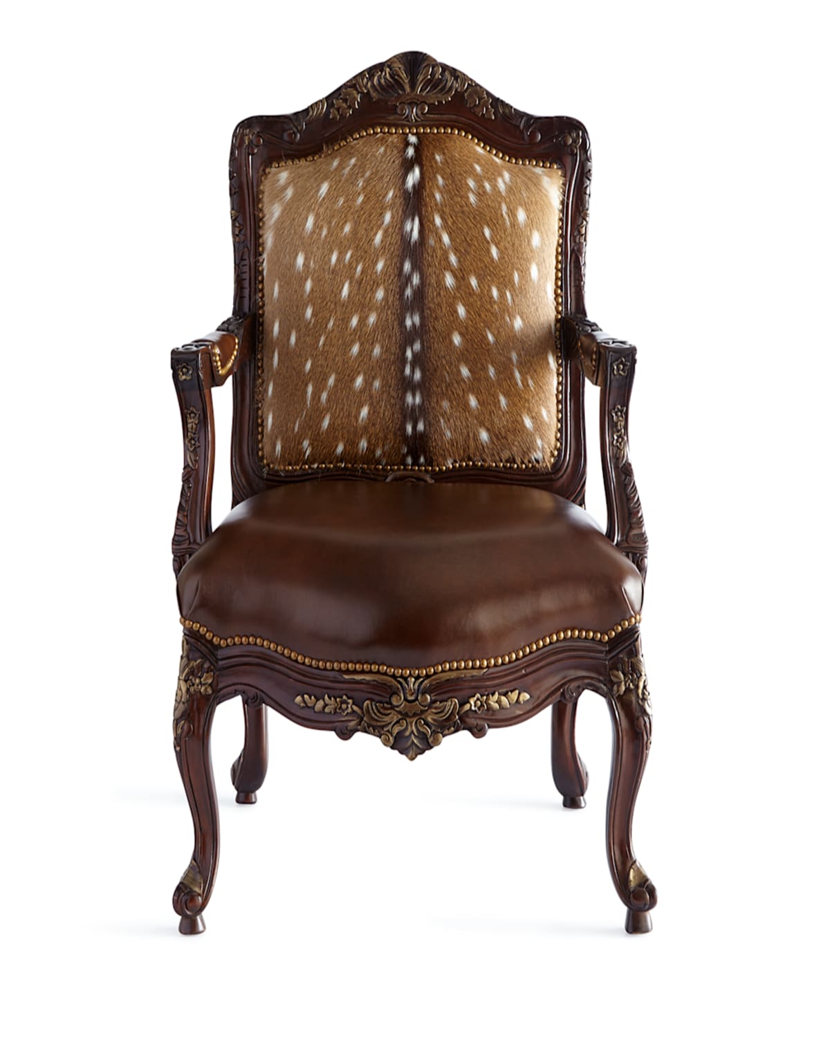 Massoud Dani Hairhide Leather Bergere Chair In Brown