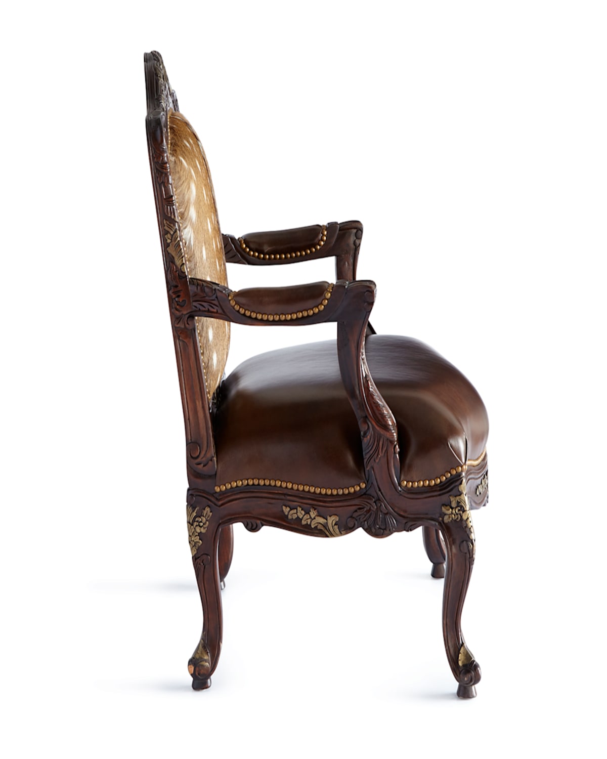 Massoud Dani Hairhide Leather Bergere Chair In Brown