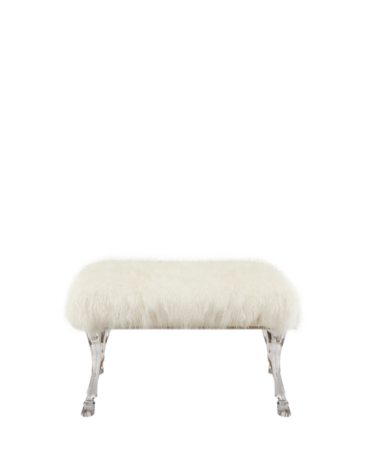 Massoud Centaur White Sheepskin Bench In White/acrylic
