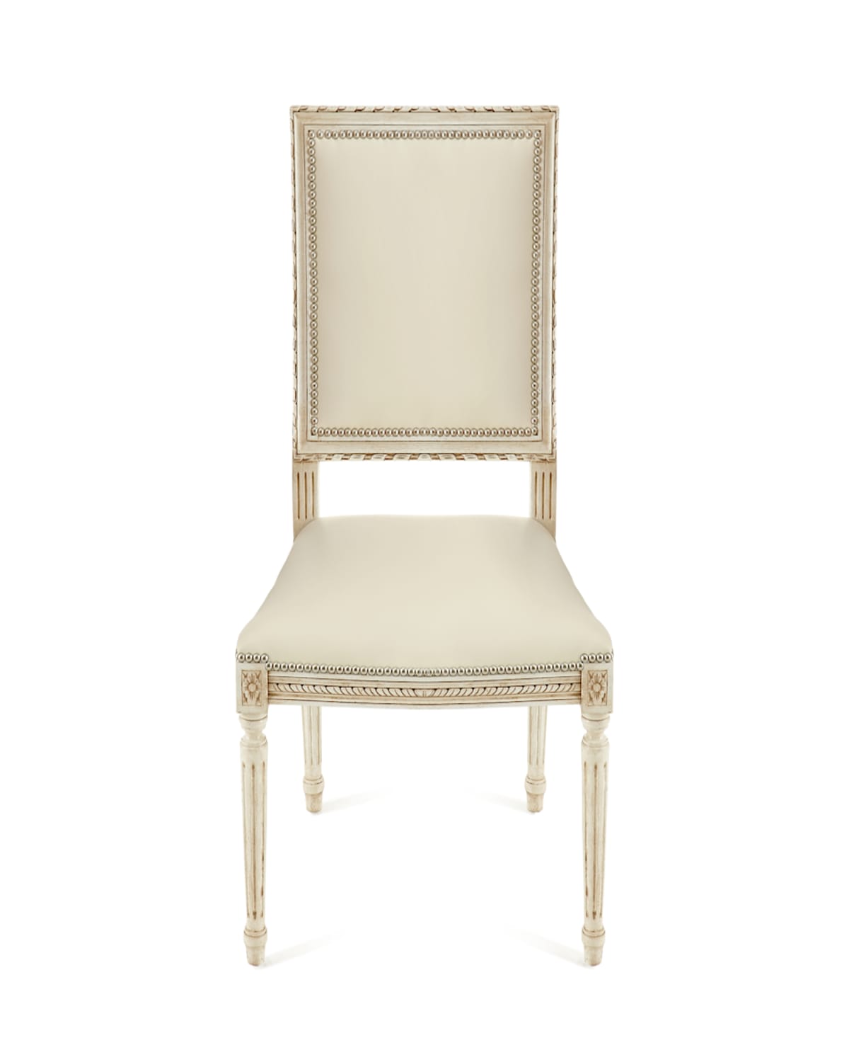 Massoud Melissa Leather Dining Chair In Ivory