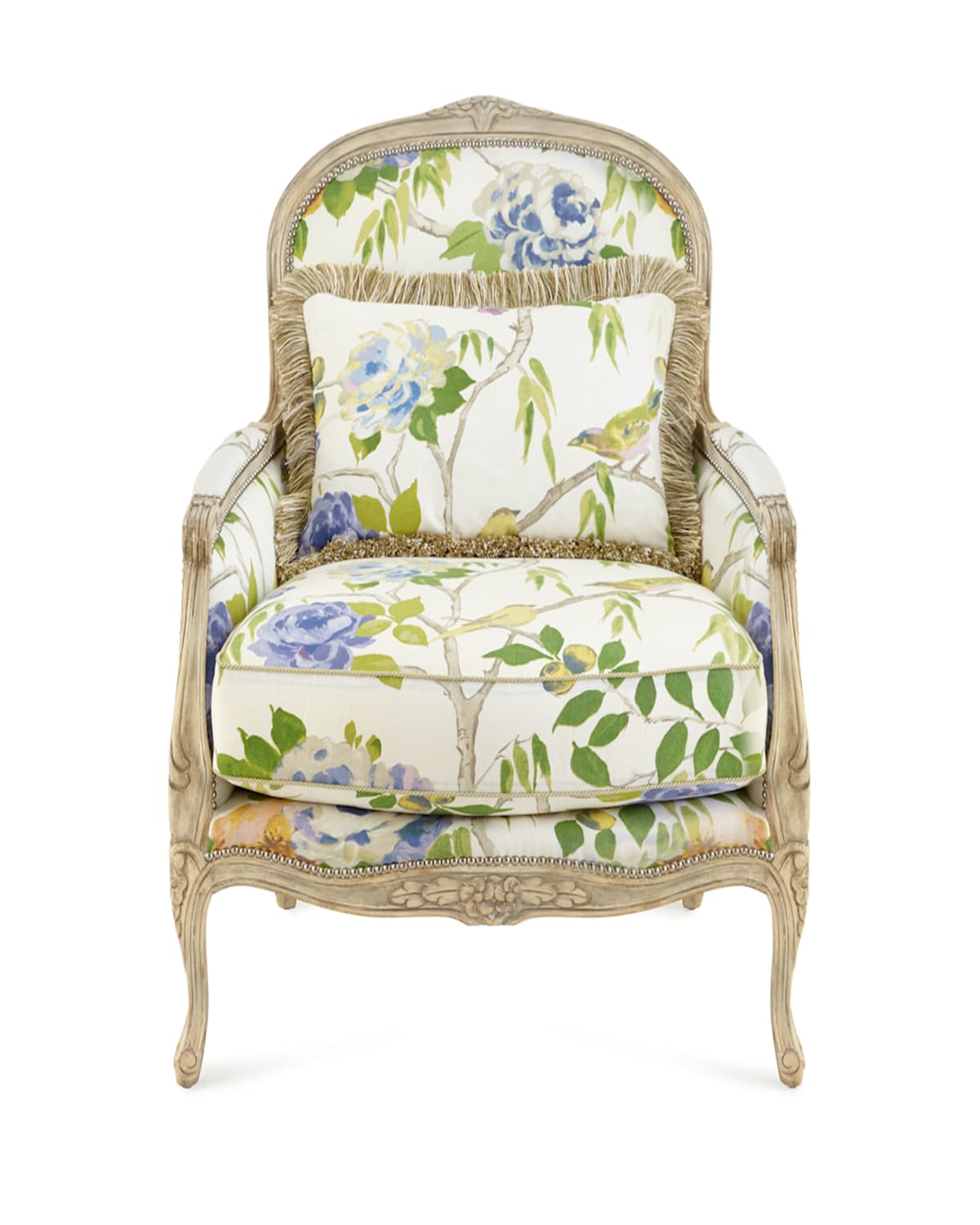 Massoud Tammy Bergere Chair In Green Floral
