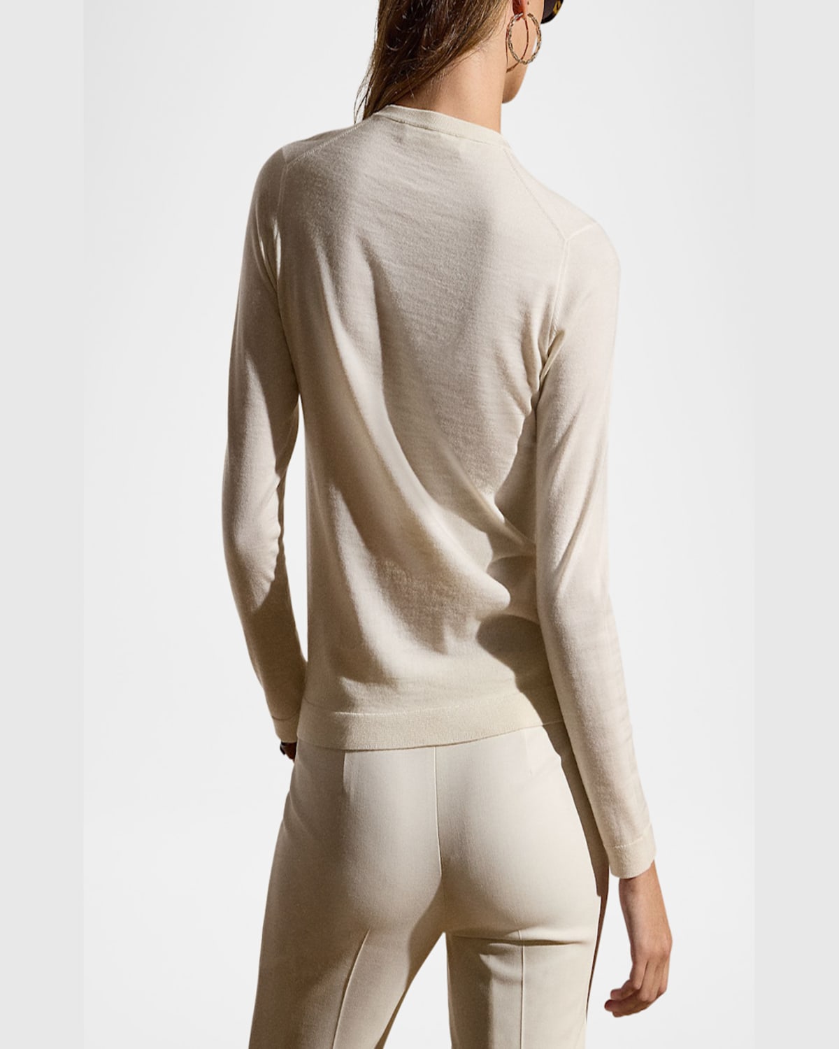 Polo Ralph Lauren Crewneck Long-sleeve Cashmere Sweater In Lux Cream