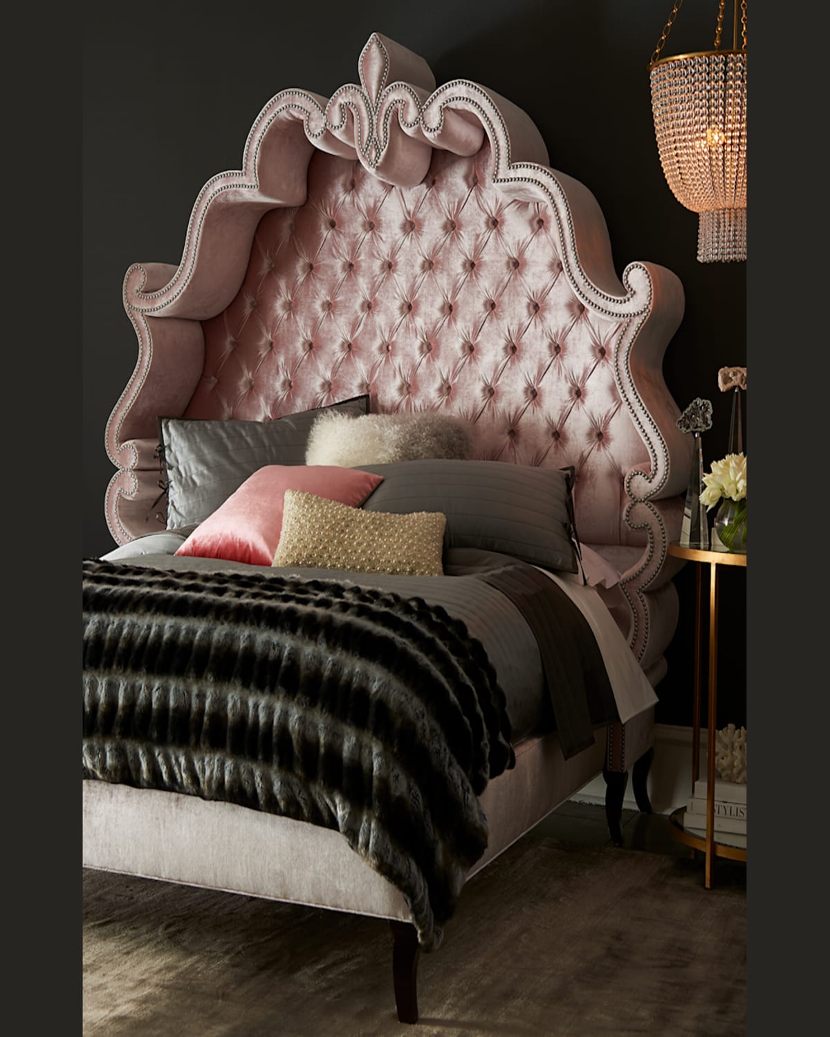 Haute House Maria Tufted King Bed In Blush