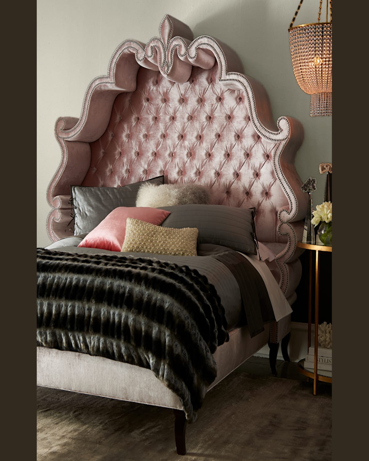 Haute House Maria Tufted King Bed In Blush