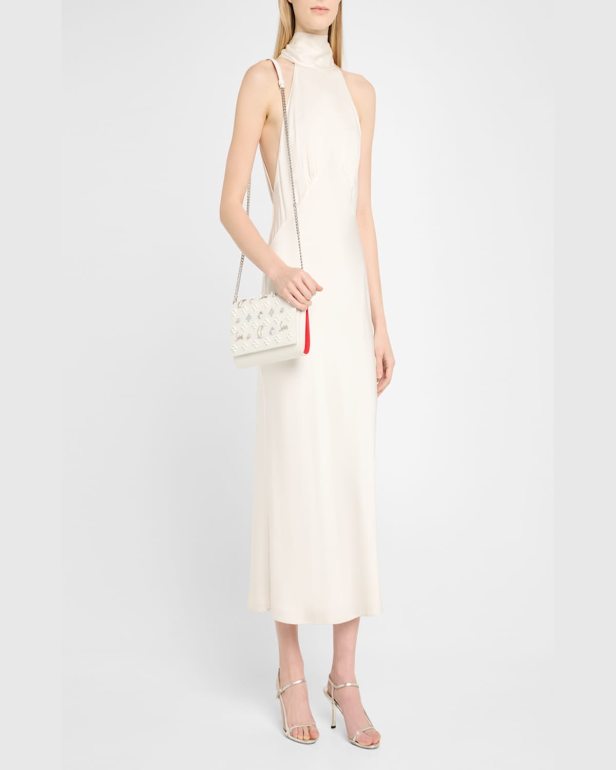 Christian Louboutin Paloma Clutch In Loubinthesky Leather In Bianco