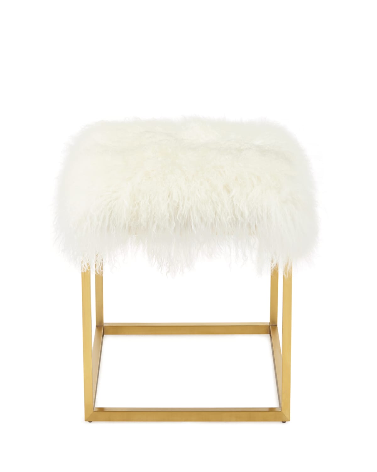 Massoud Reno Gold Sheepskin Ottoman In White
