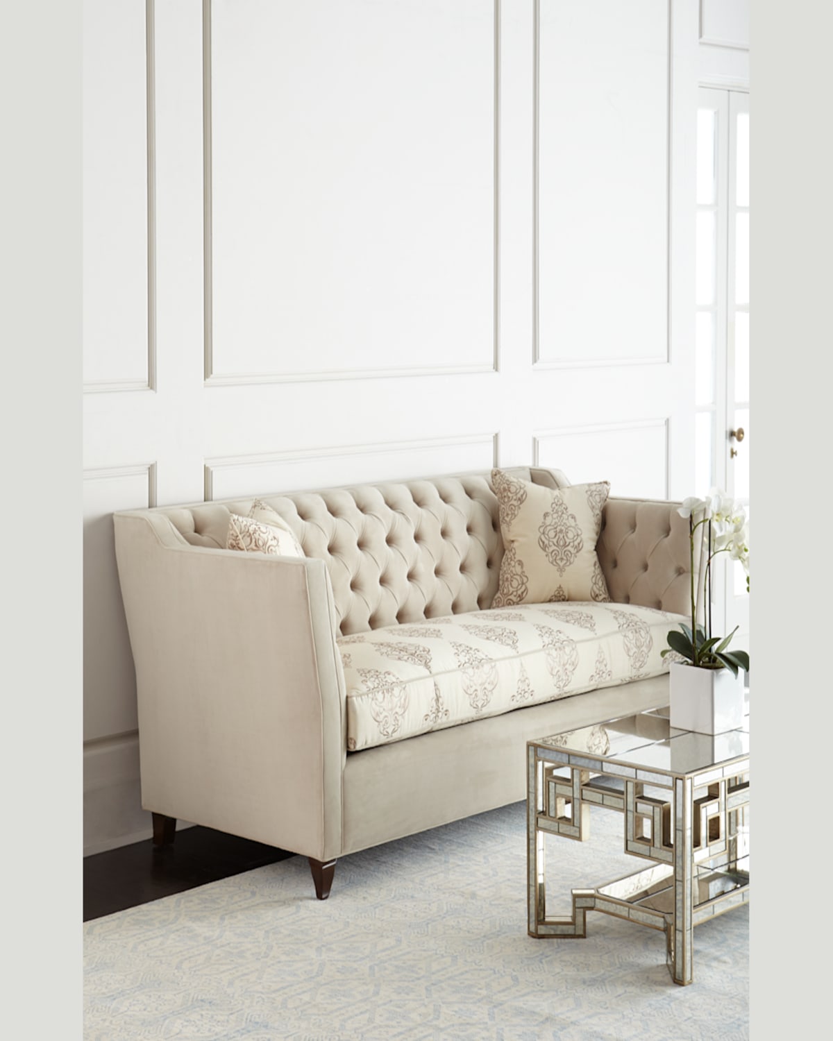 Haute House Couture Tufted Sofa In Soft Beige