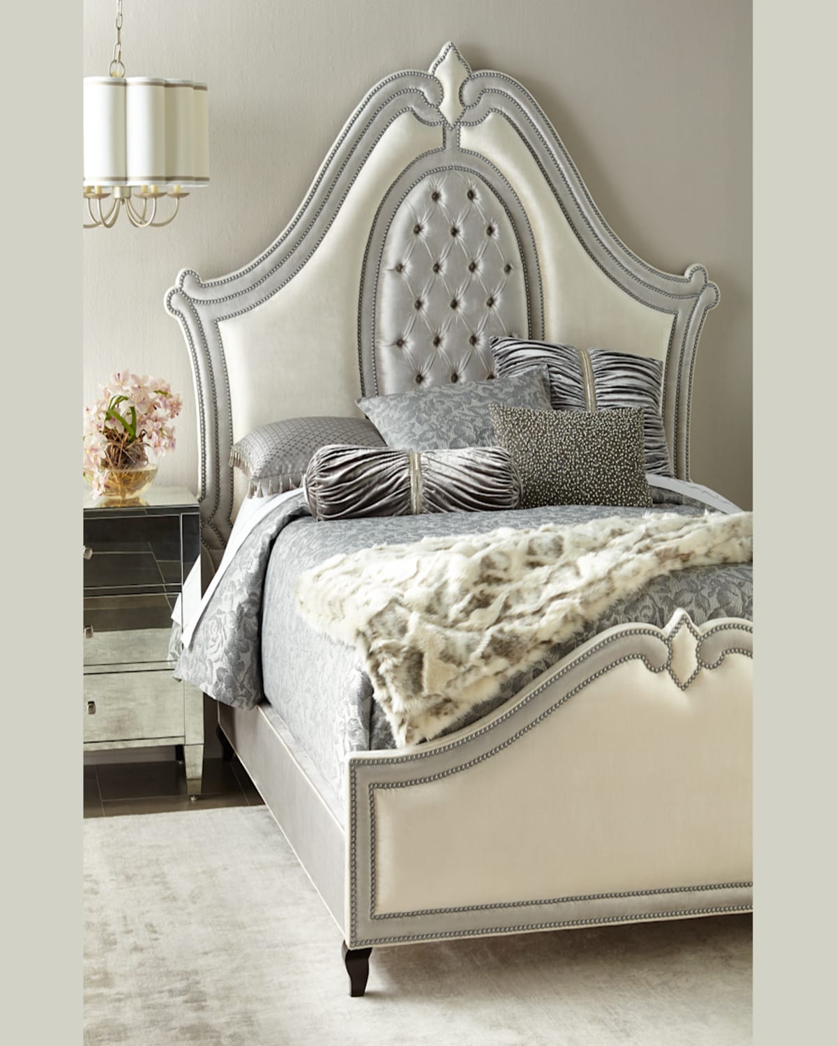 Haute House Anastasia California King Bed In Antq White/silver