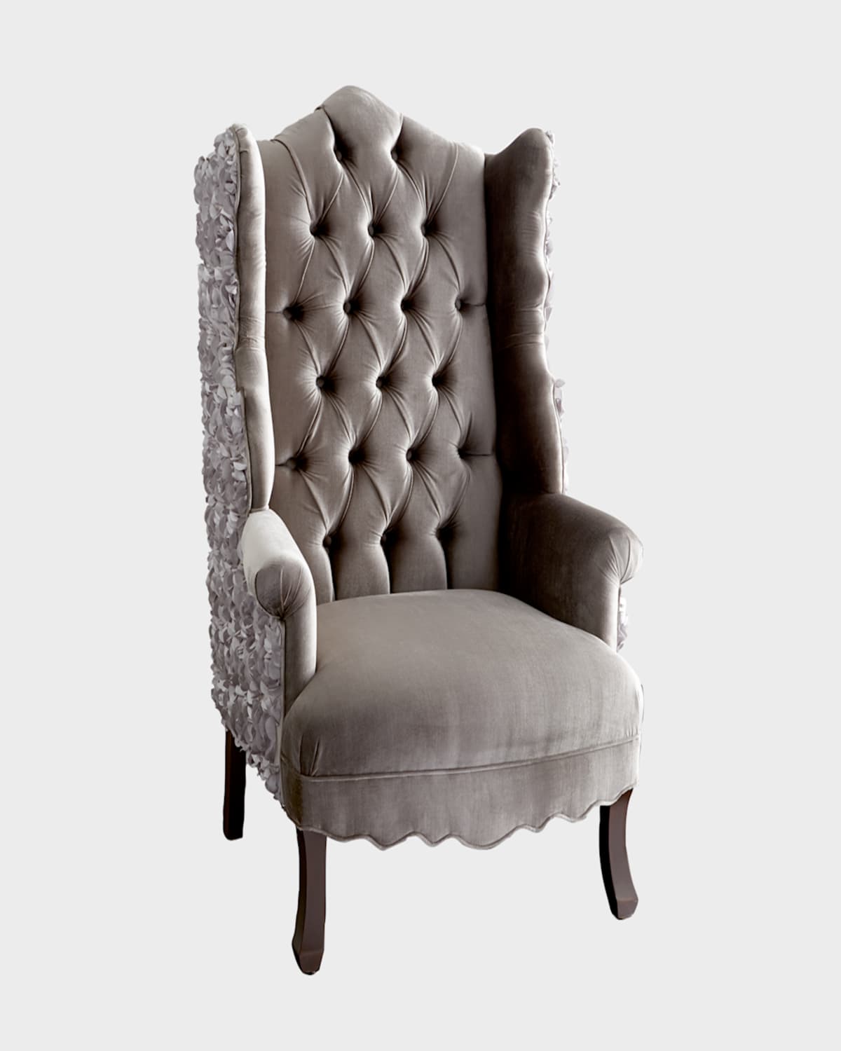 Shop Haute House Isabella Rosette Wingback Chair In Gray