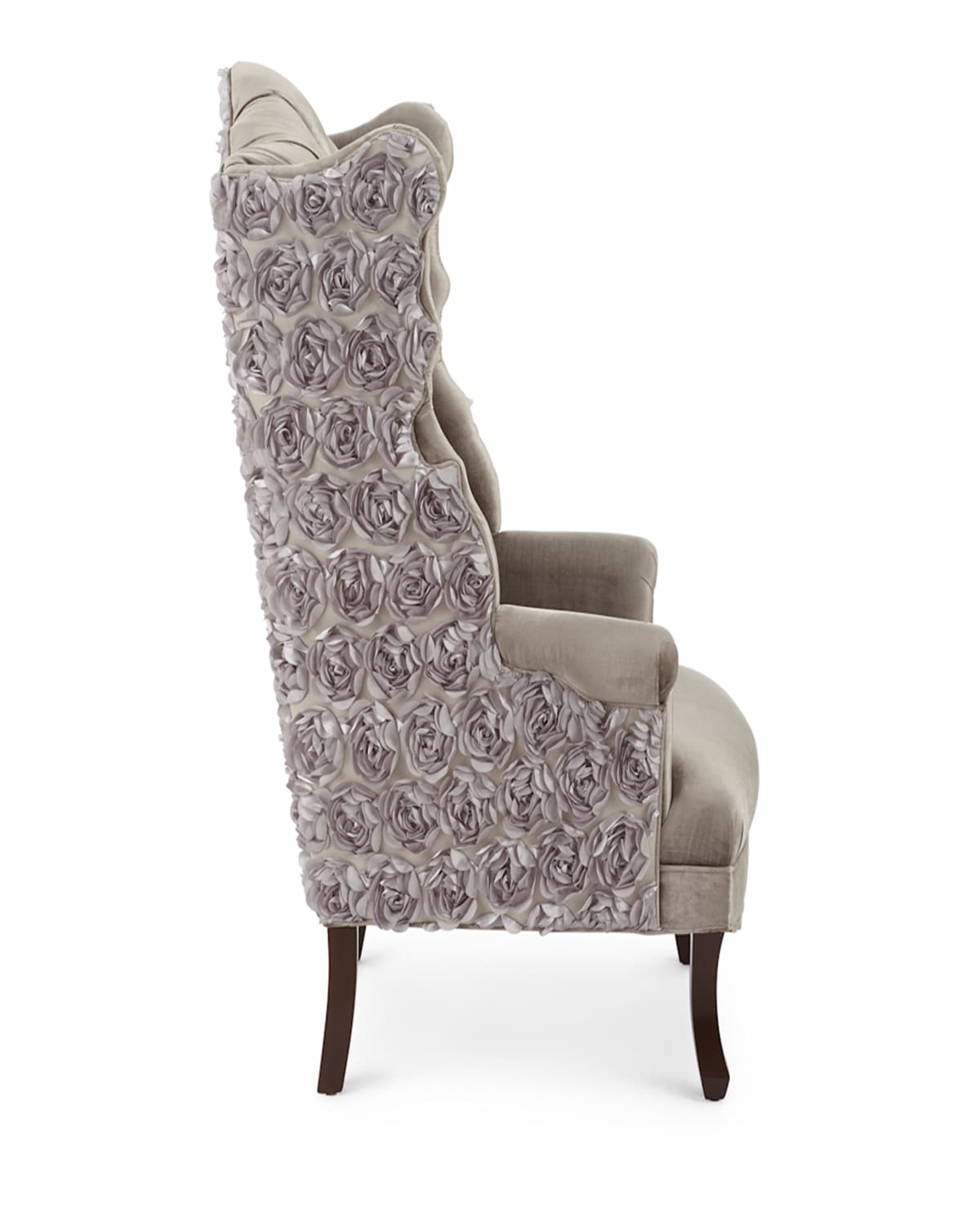 Shop Haute House Isabella Rosette Wingback Chair In Gray