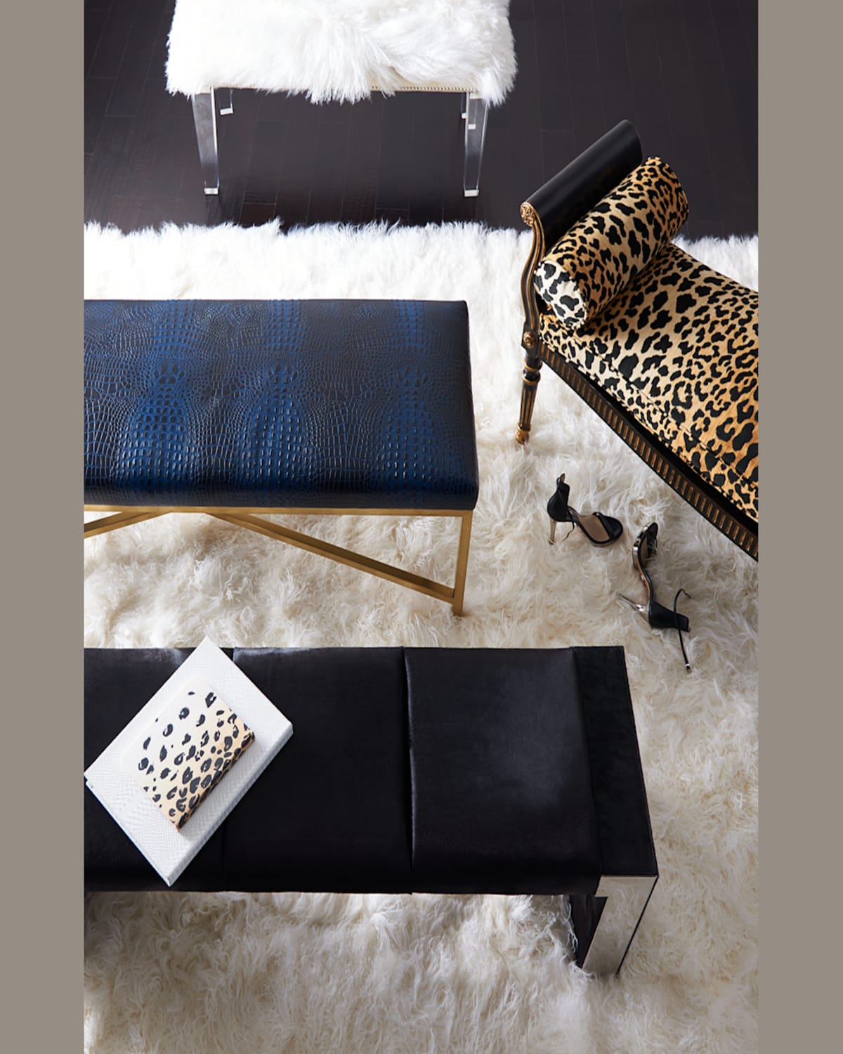 Massoud Toma Crocodile-embossed Bench In Navy