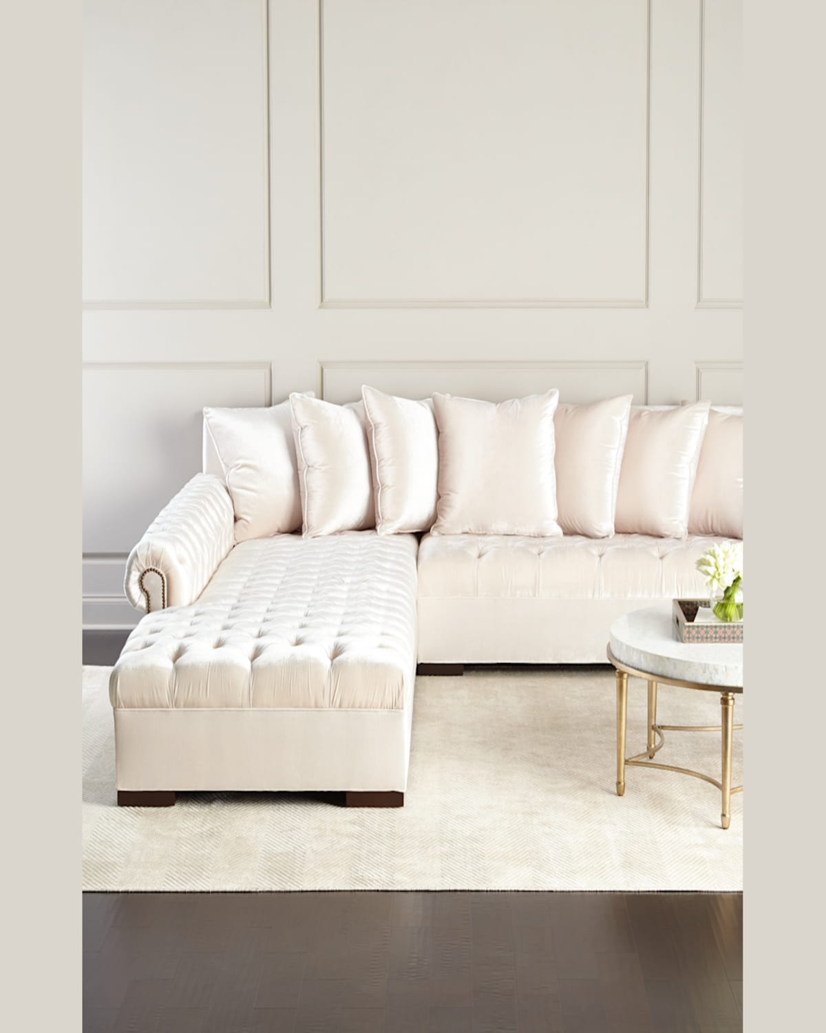 Haute House Divine Tufted Left Chaise Sectional 157" In White
