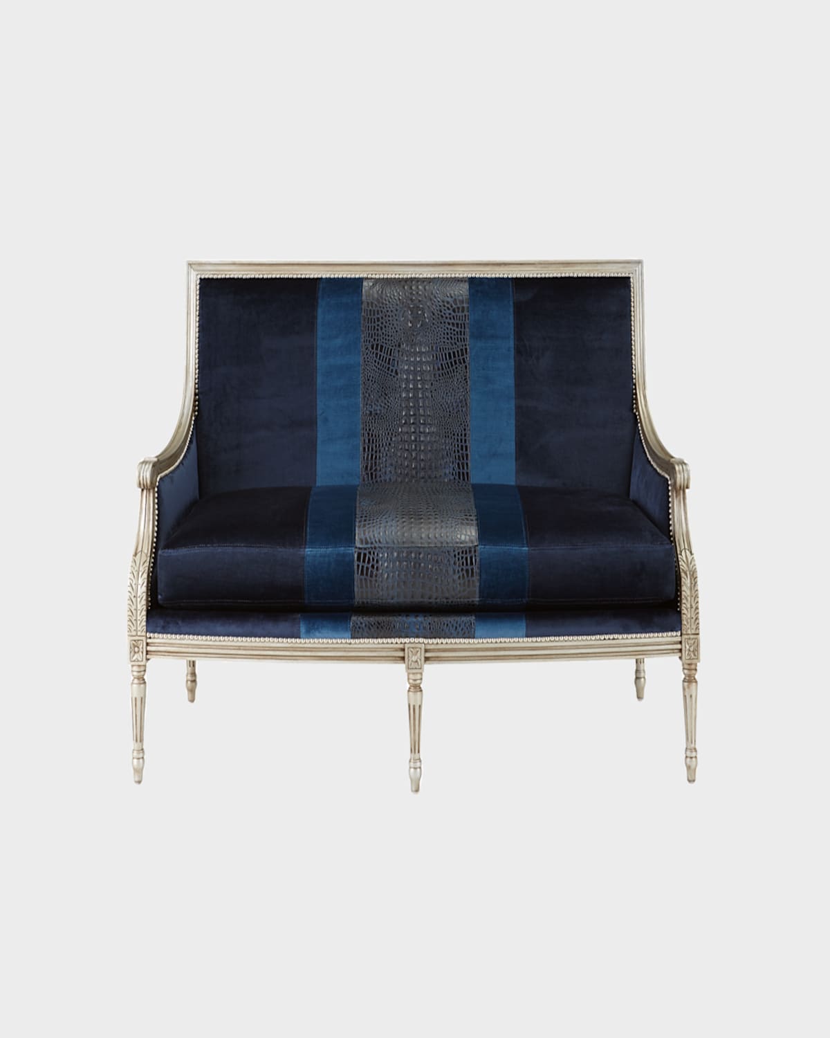 Massoud Lilah Navy Colorblock Settee In Navy