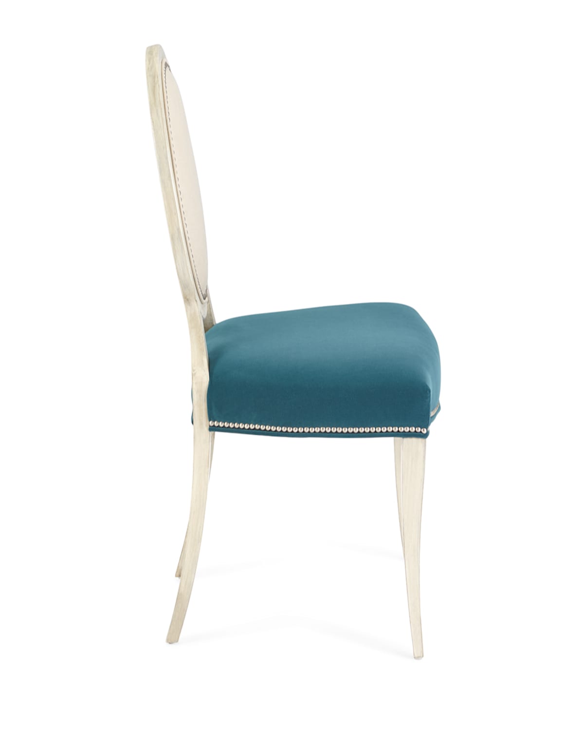 Massoud Paige Linen Dining Chair In Natural / Peacock