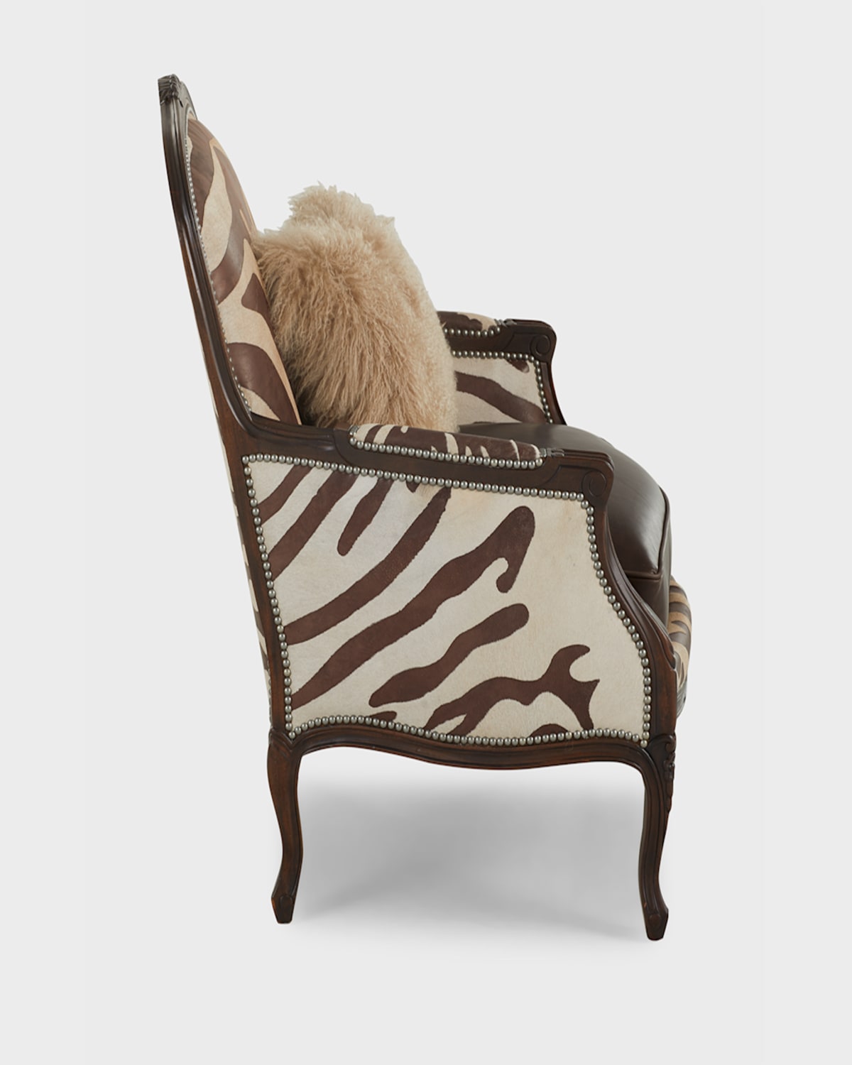 Massoud Titus Zebra-print Bergere Chair In Brown / Zebra