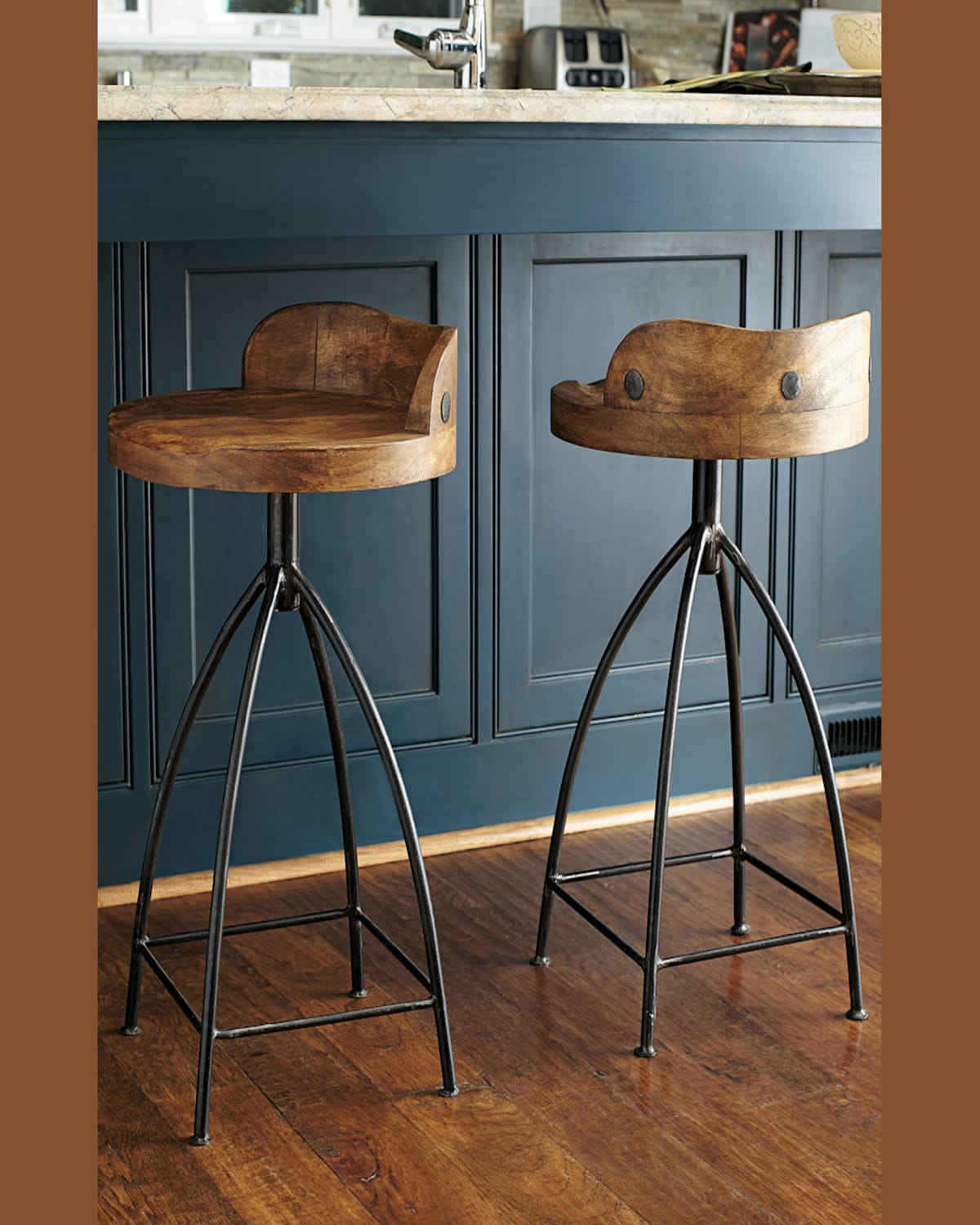 Arteriors Wood Swivel Counter Stool In Brown