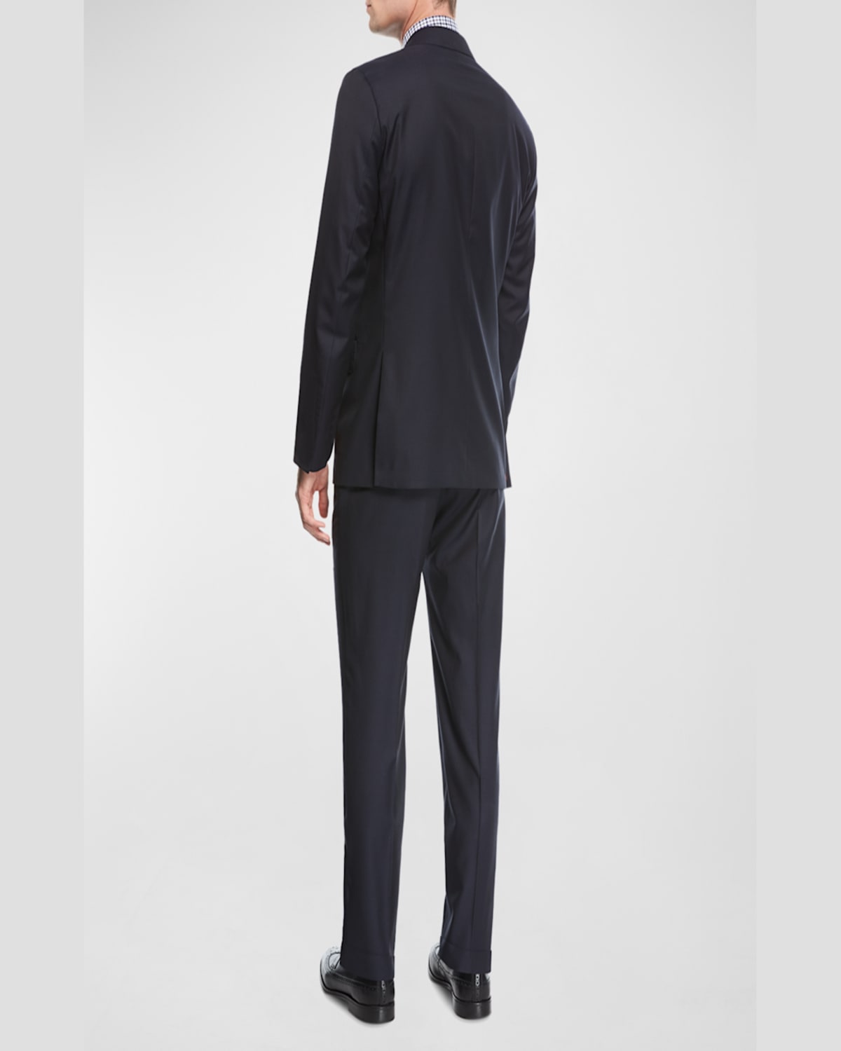Isaia Solid Wool Two-piece Suit In Navy