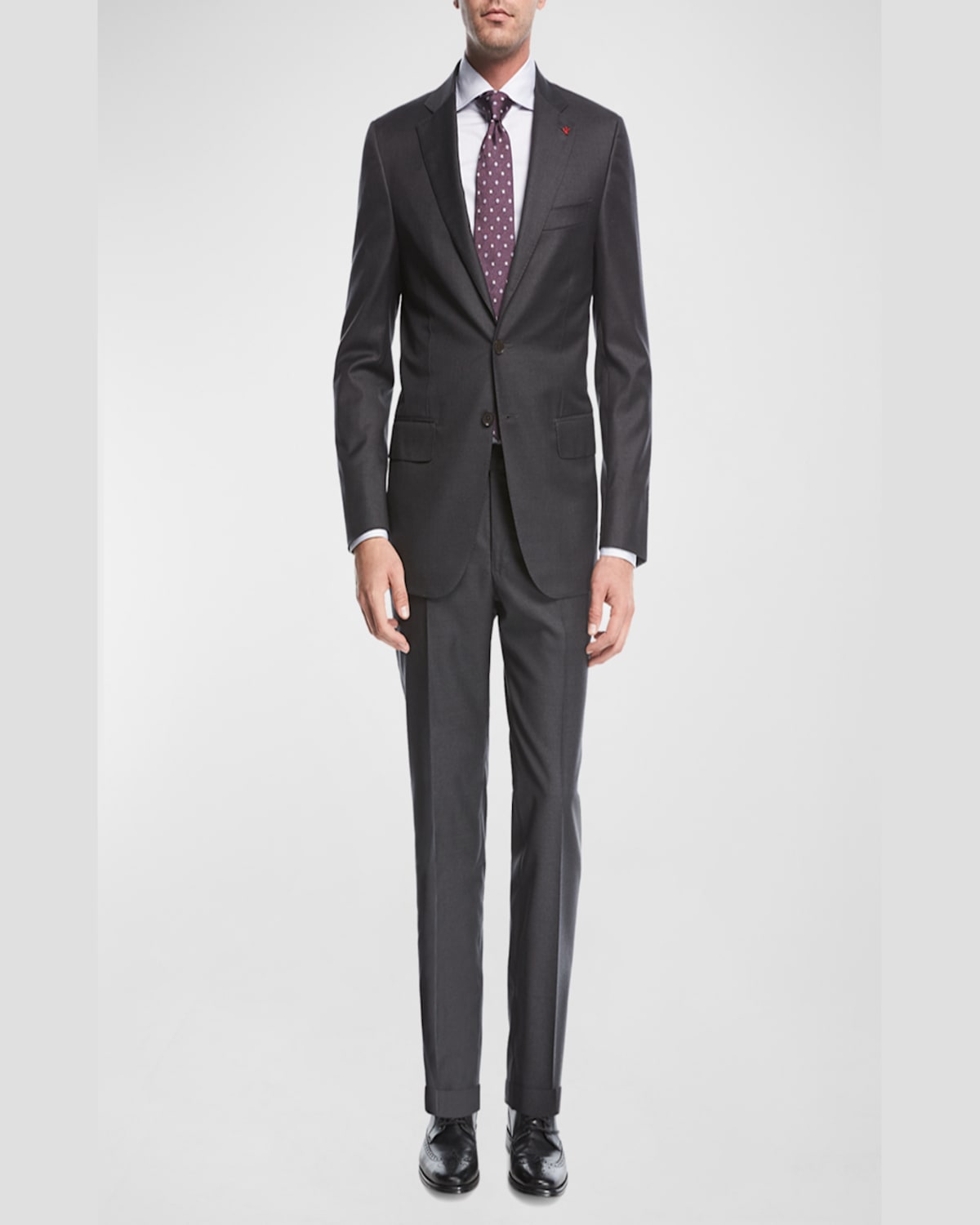 Isaia New Sanita Basic Wool Two-button Suit In Gray