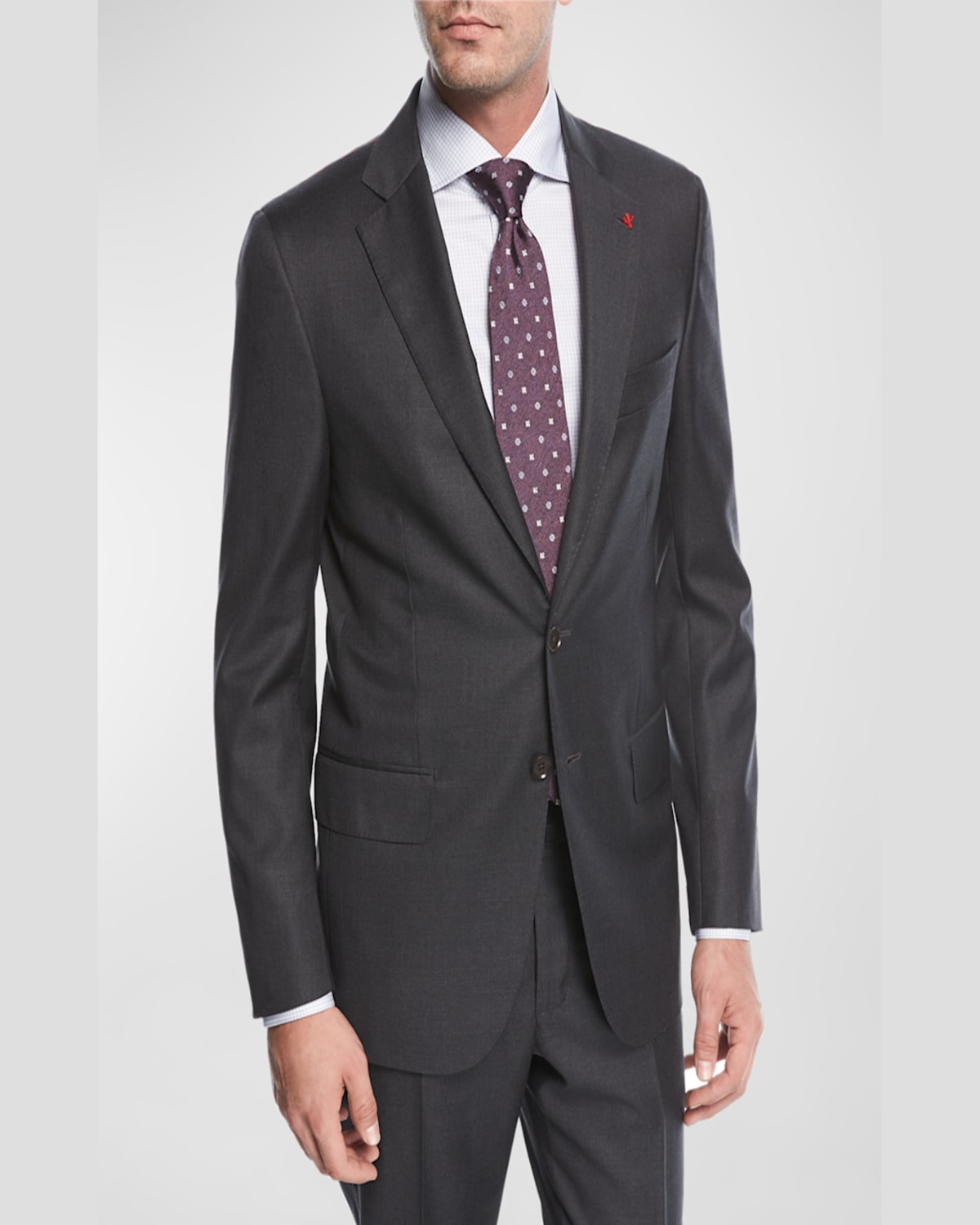 Isaia New Sanita Basic Wool Two-button Suit In Gray