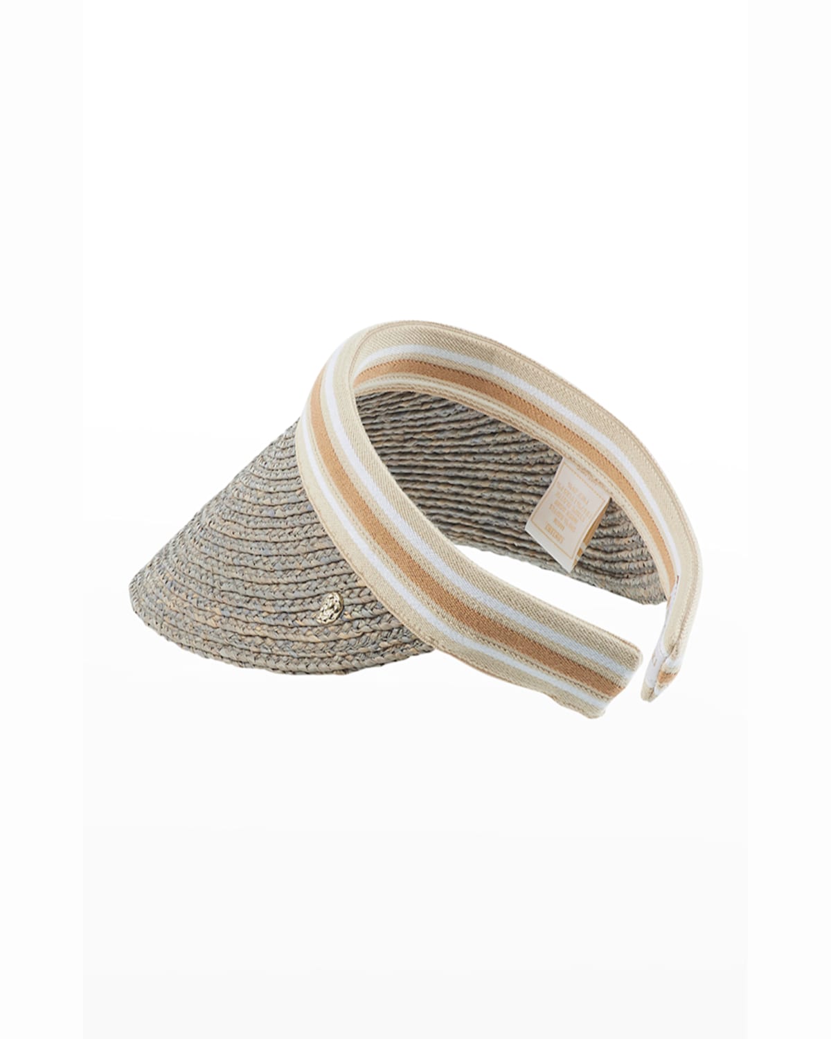 Shop Helen Kaminski Bianca Classic Slide-on Raffia Visor In Tropical Nougat Stripe