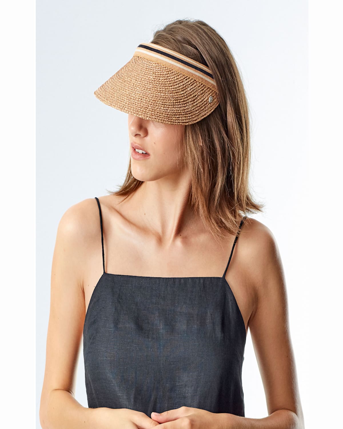 HELEN KAMINSKI BIANCA CLASSIC SLIDE-ON RAFFIA VISOR 