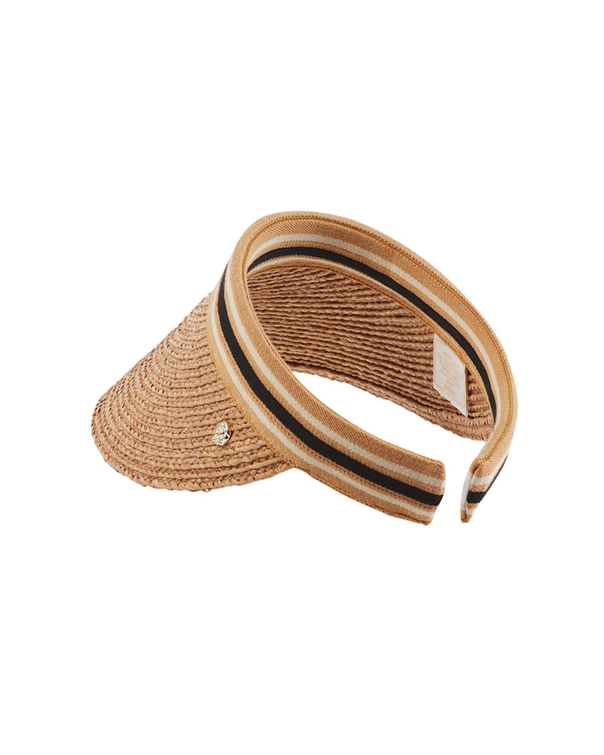 Shop Helen Kaminski Bianca Classic Slide-on Raffia Visor In Pomelo Nougat Stripe