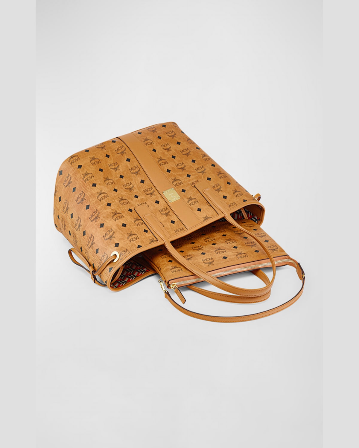 Mcm Liz Reversible Medium Visetos Tote Bag In Cognac