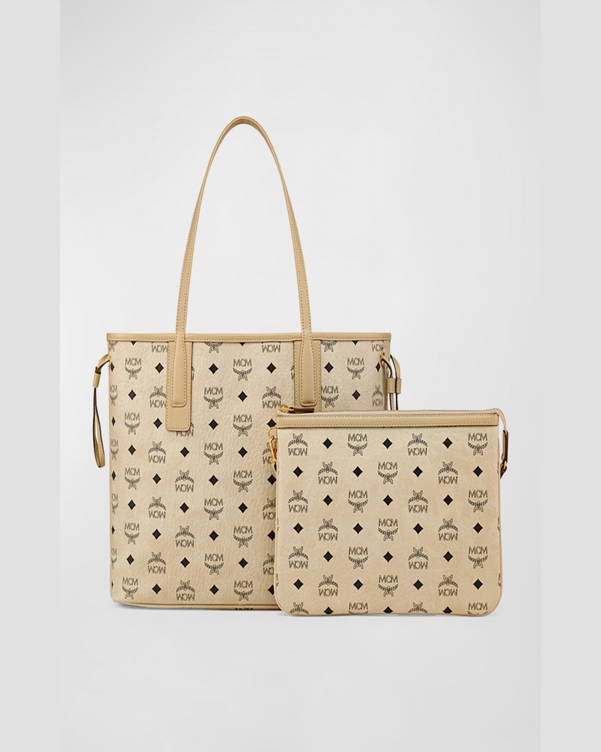 Mcm Liz Reversible Medium Visetos Tote Bag In Cognac