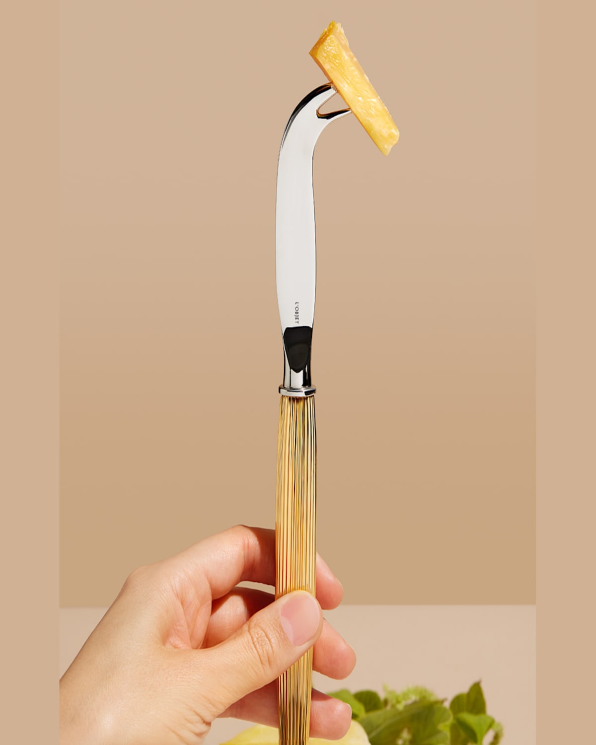 L'objet Deco Leaves Cheese And Knife Marble Set