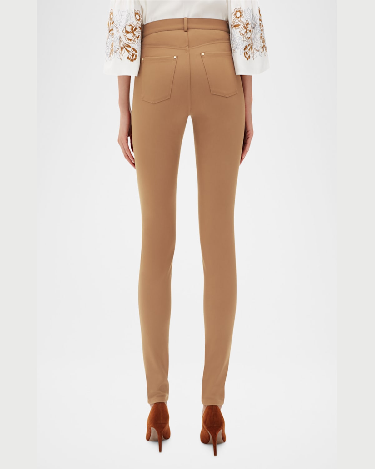 Lafayette 148 Mercer Acclaimed Stretch Mid-rise Skinny Jeans In Camello