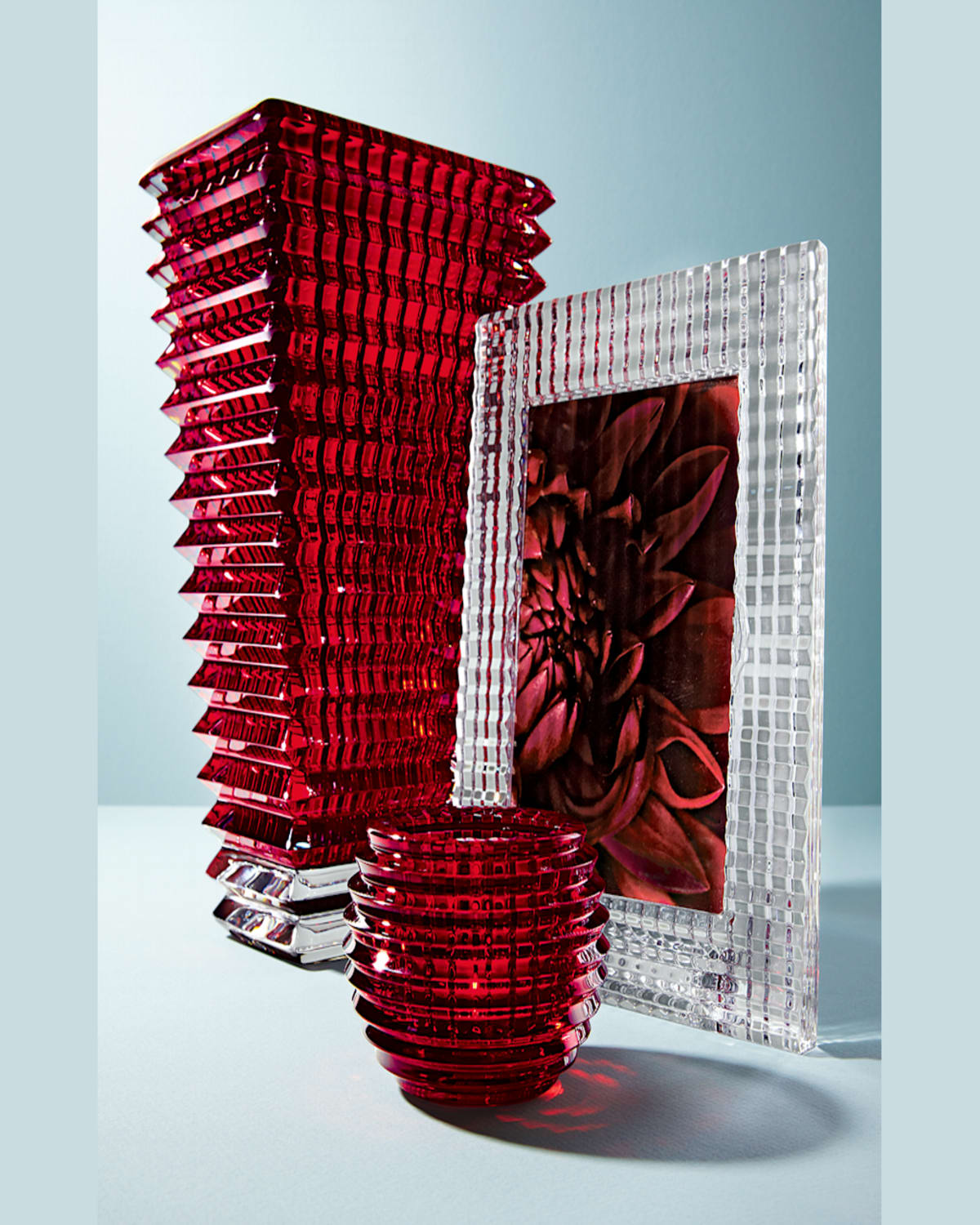 Baccarat Eye Tall Rectangular Vase - Red In Red