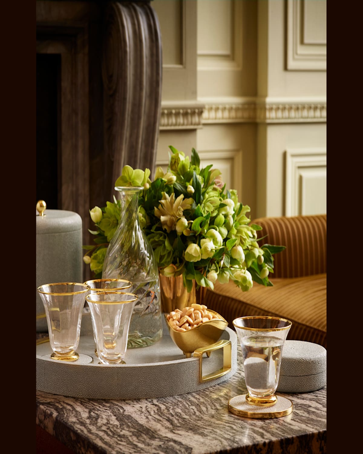 Aerin Shagreen Lidded Ice Bucket In Dove