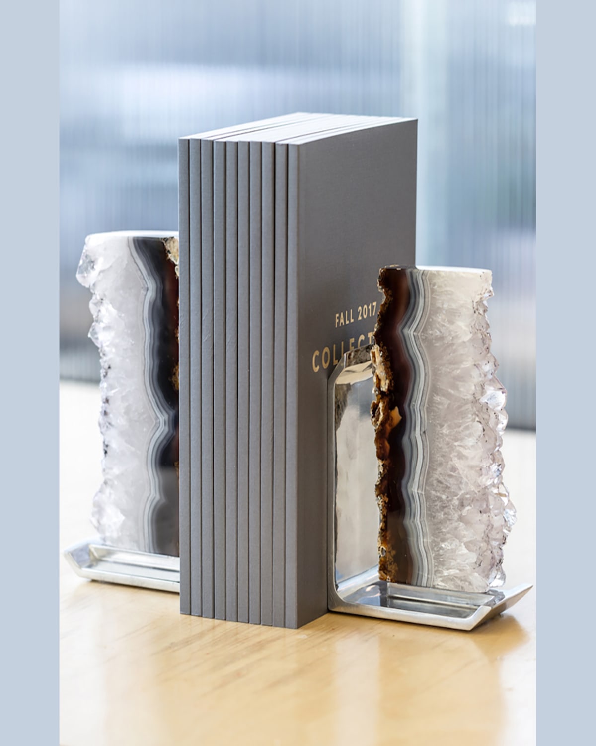 Anna New York Fim Agate Druzy Bookends In Natural Druze