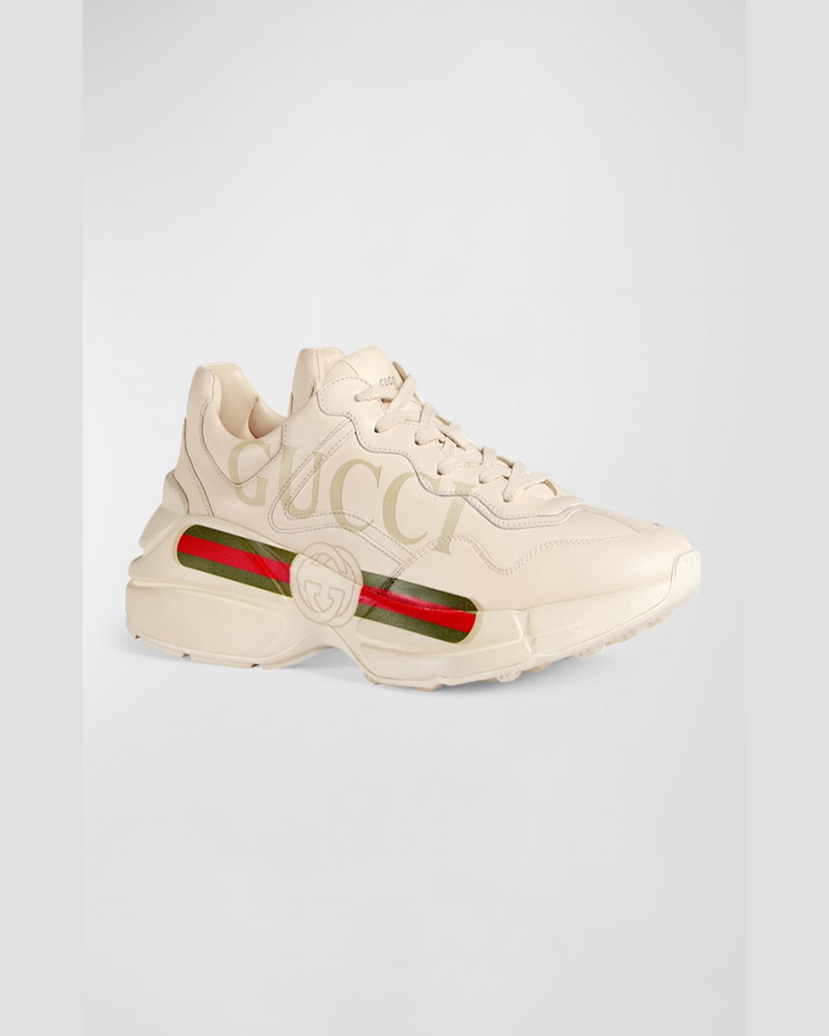 Gucci Men's Rhyton Retro Logo Sneakers In Ivory