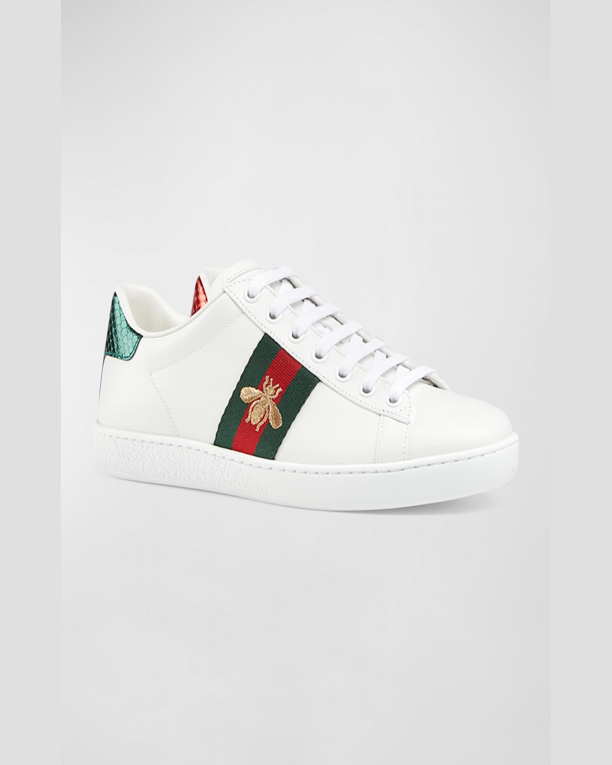 Shop Gucci New Ace Bee Sneakers In White