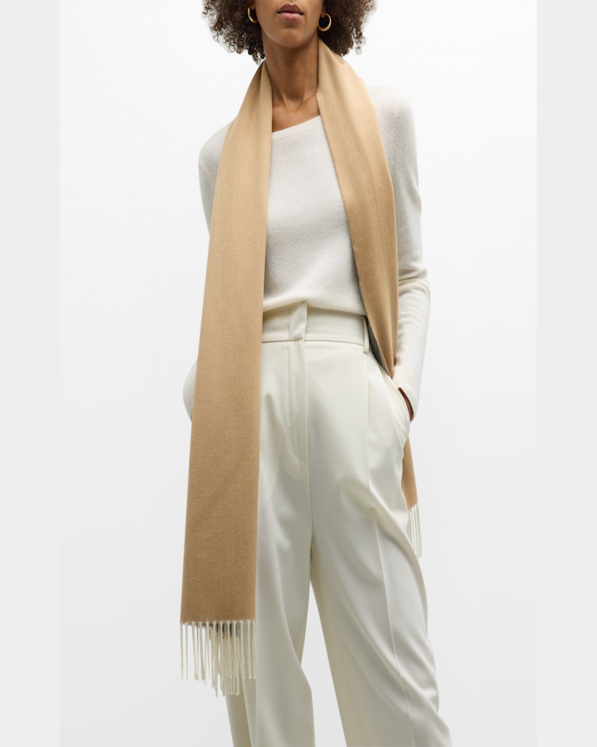 Loro Piana Cashmere Sciarpa Two-tone Fringe-trim Scarf In C04g Java Brown Mel Fig Purple Mel