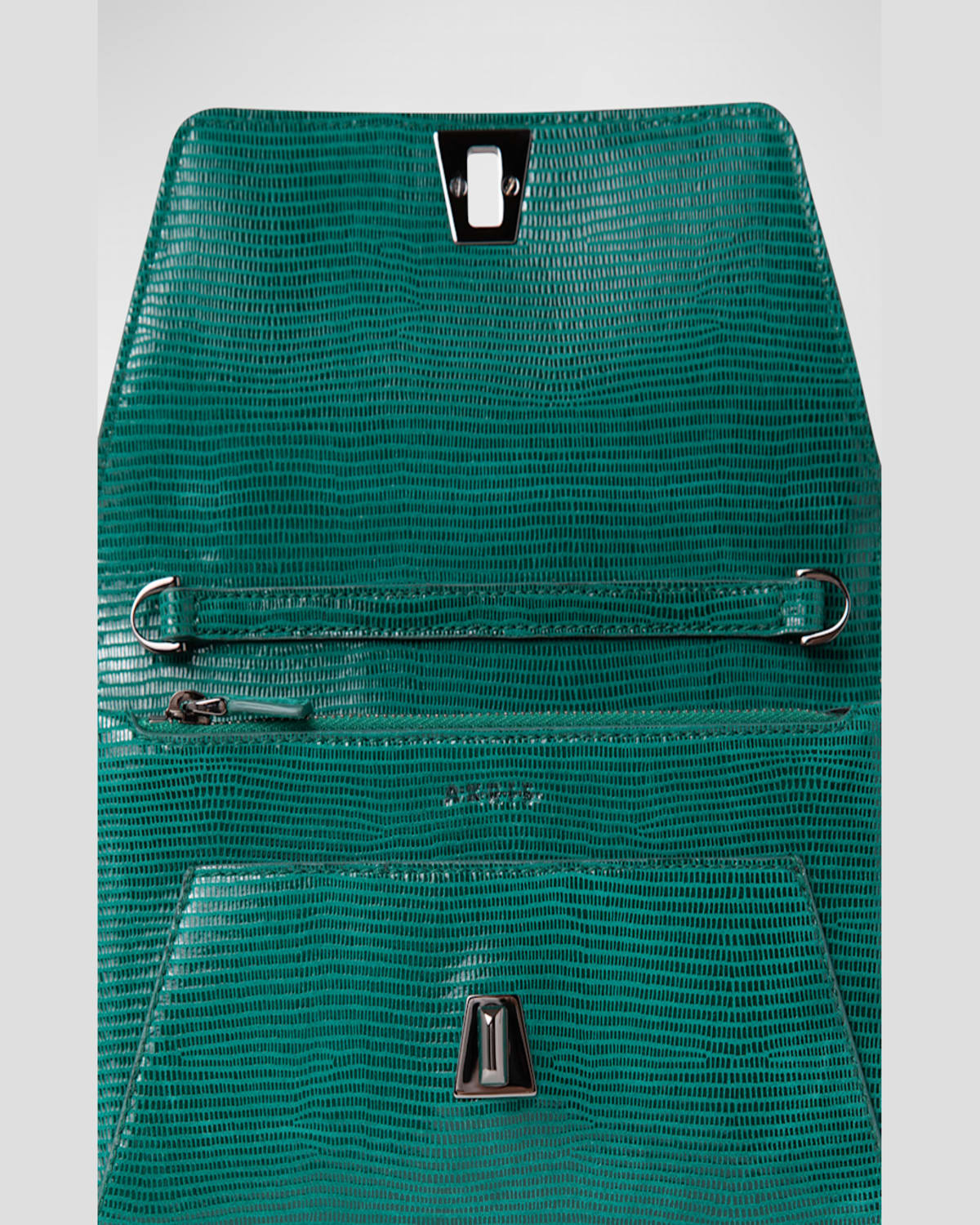 Shop Akris Anouk Lizard-print Clutch Bag W/ Chain In Emerald