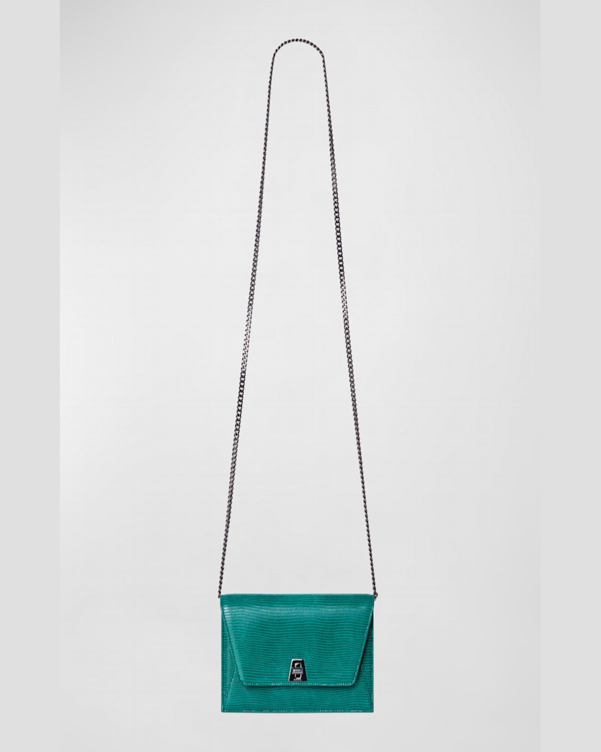 AKRIS ANOUK LIZARD-PRINT CLUTCH BAG W/ CHAIN 