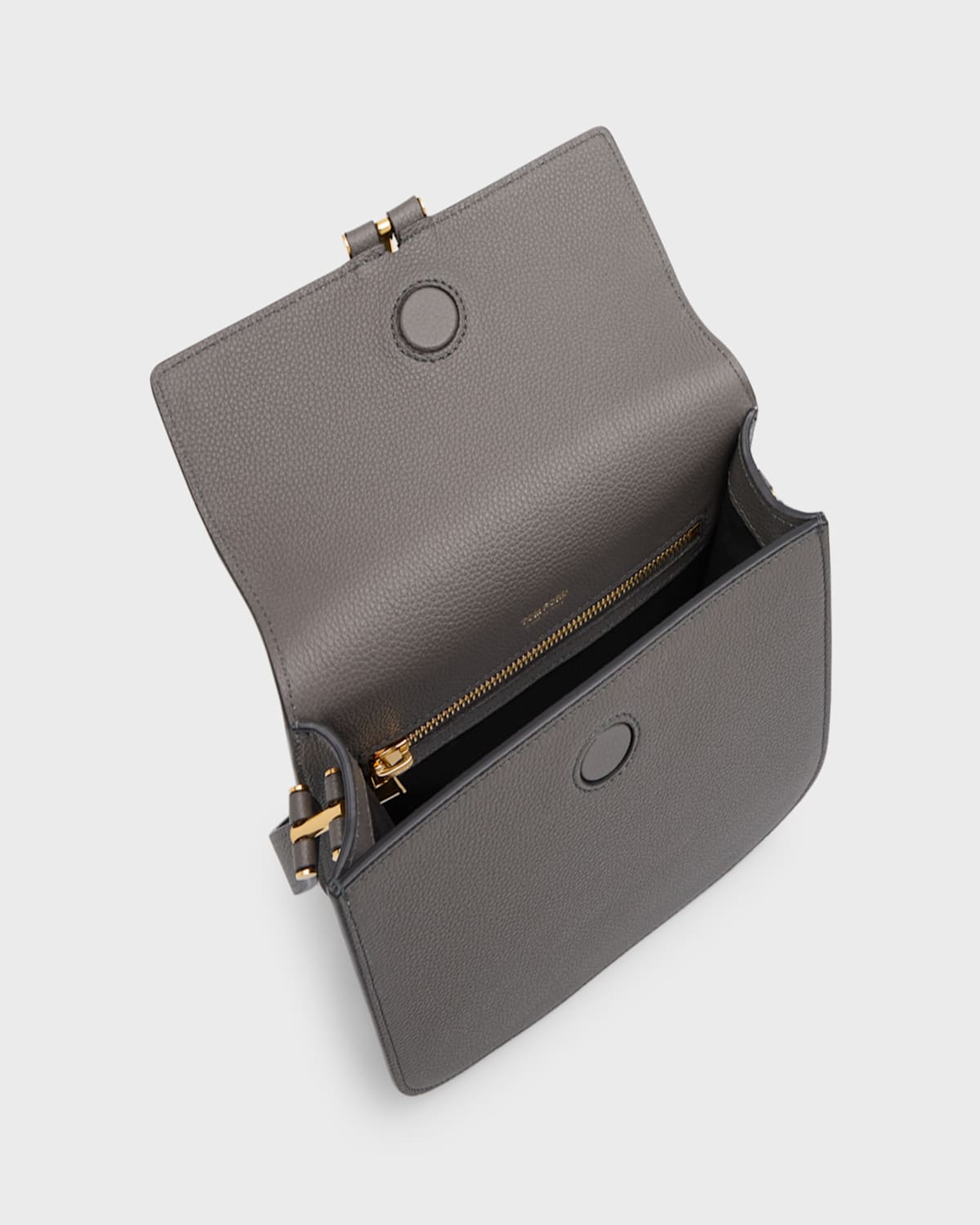 Tom Ford Tara Mini Crossbody In Grained Leather With Leather Strap In Espresso