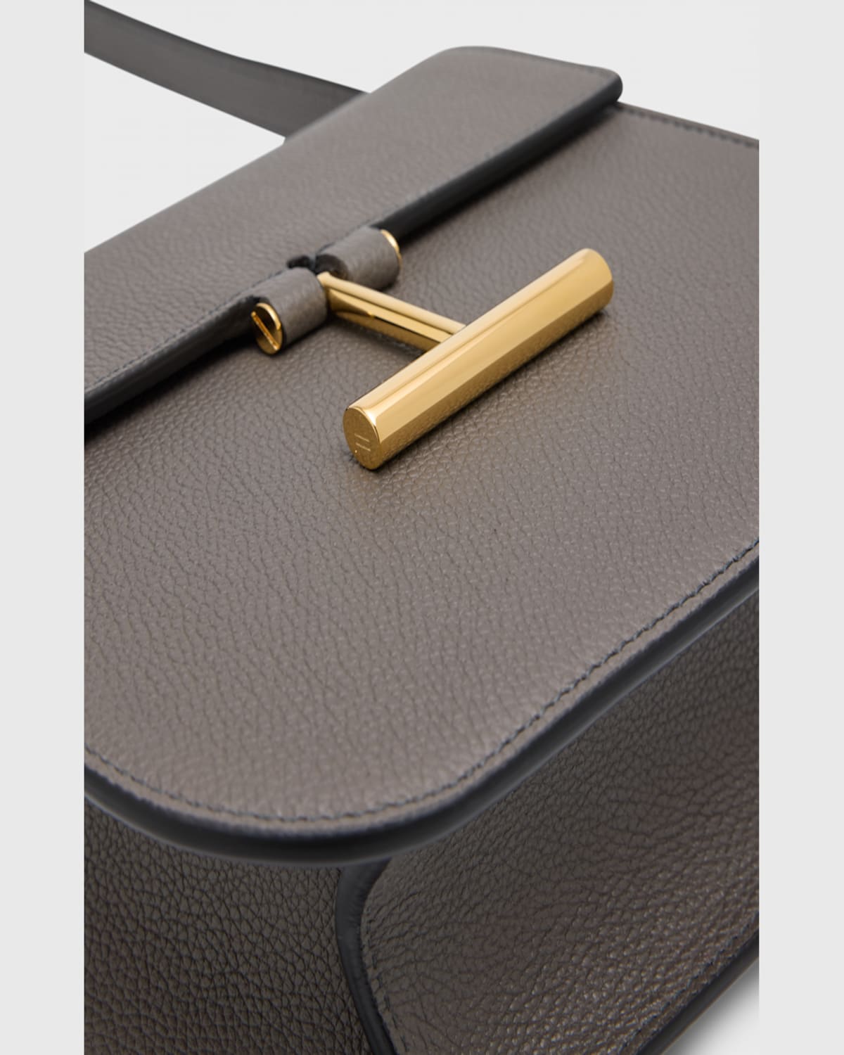 Tom Ford Tara Mini Crossbody In Grained Leather With Leather Strap In Espresso
