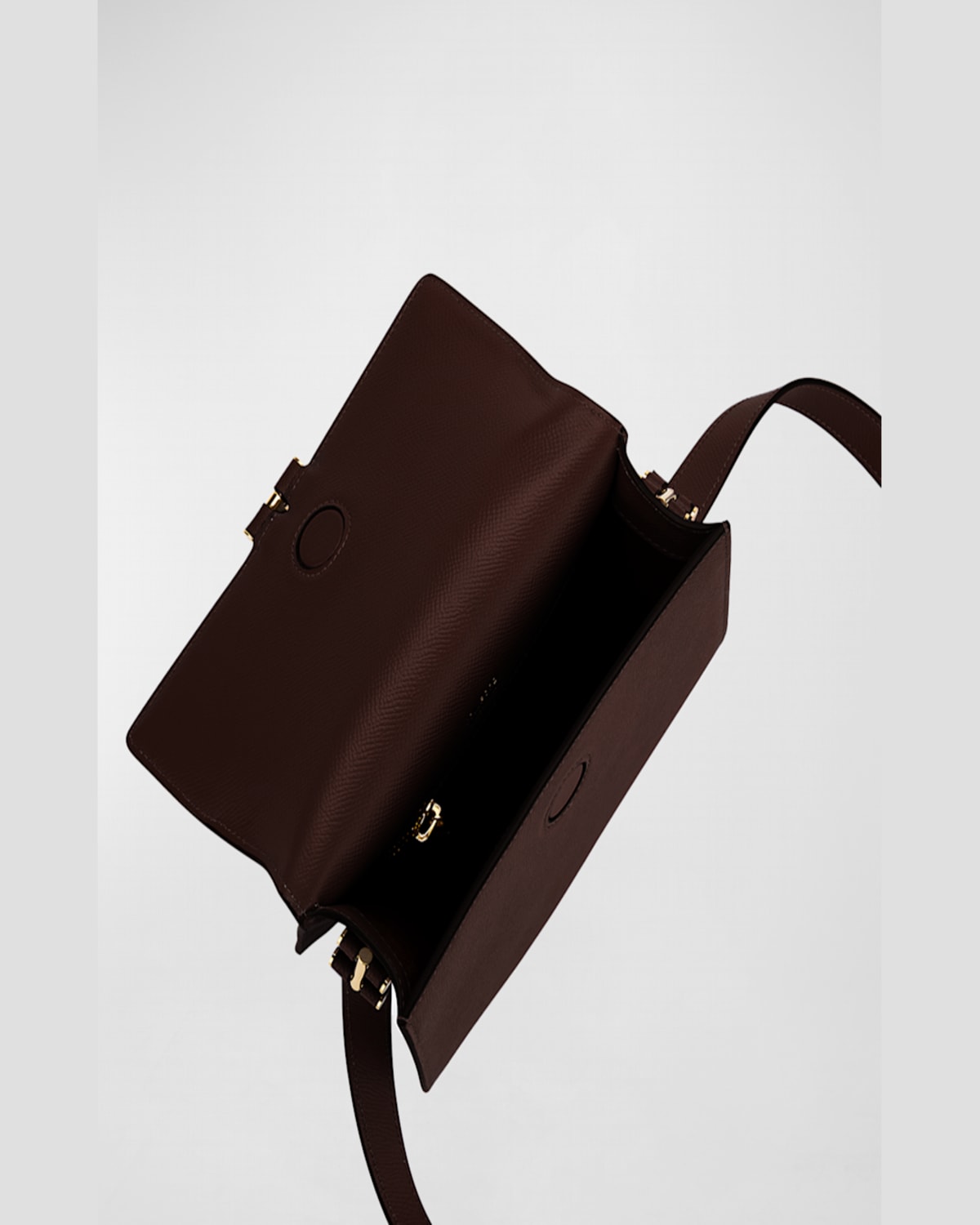 Tom Ford Tara Mini Crossbody In Grained Leather With Leather Strap In Espresso