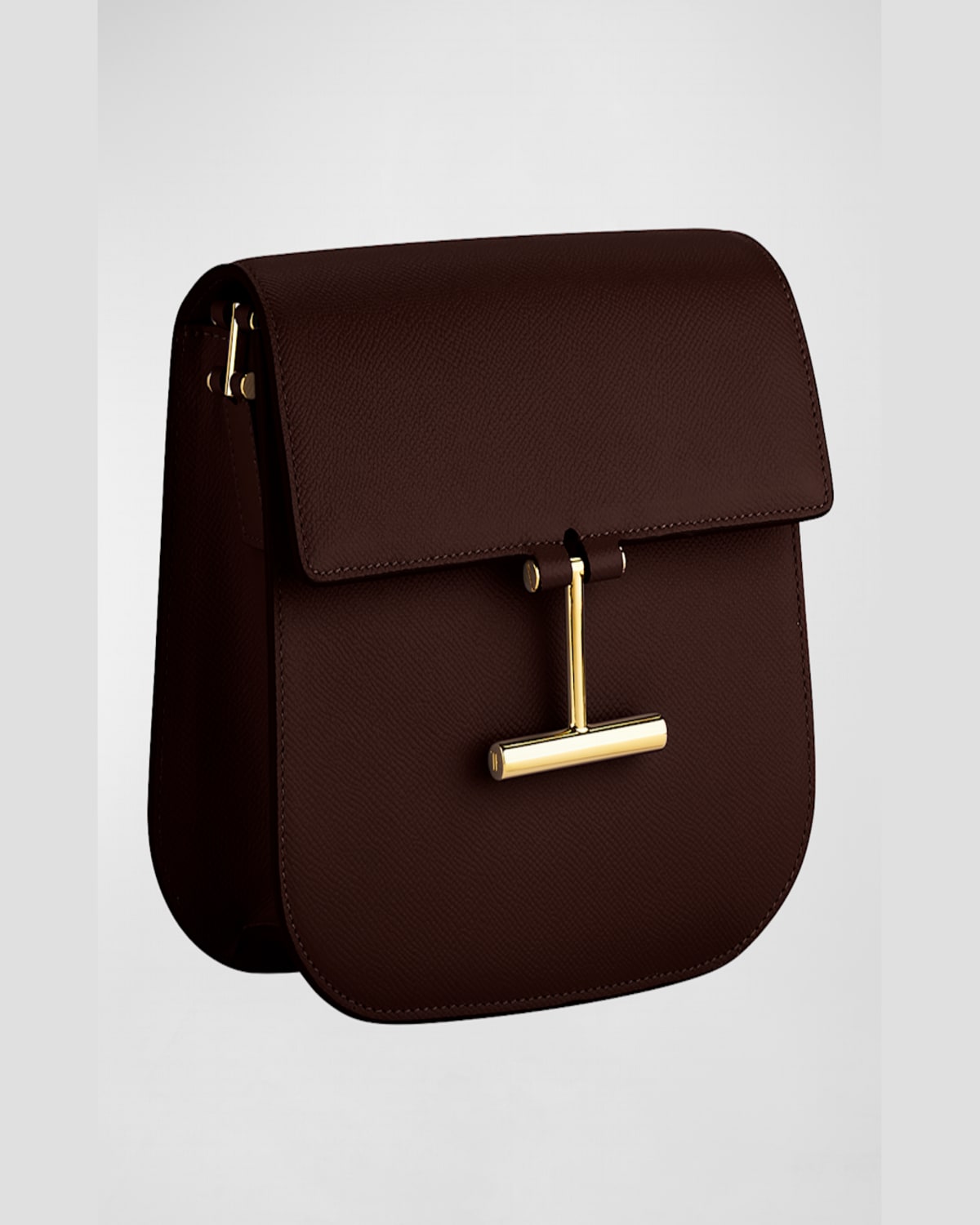 Tom Ford Tara Mini Crossbody In Grained Leather With Leather Strap In Espresso