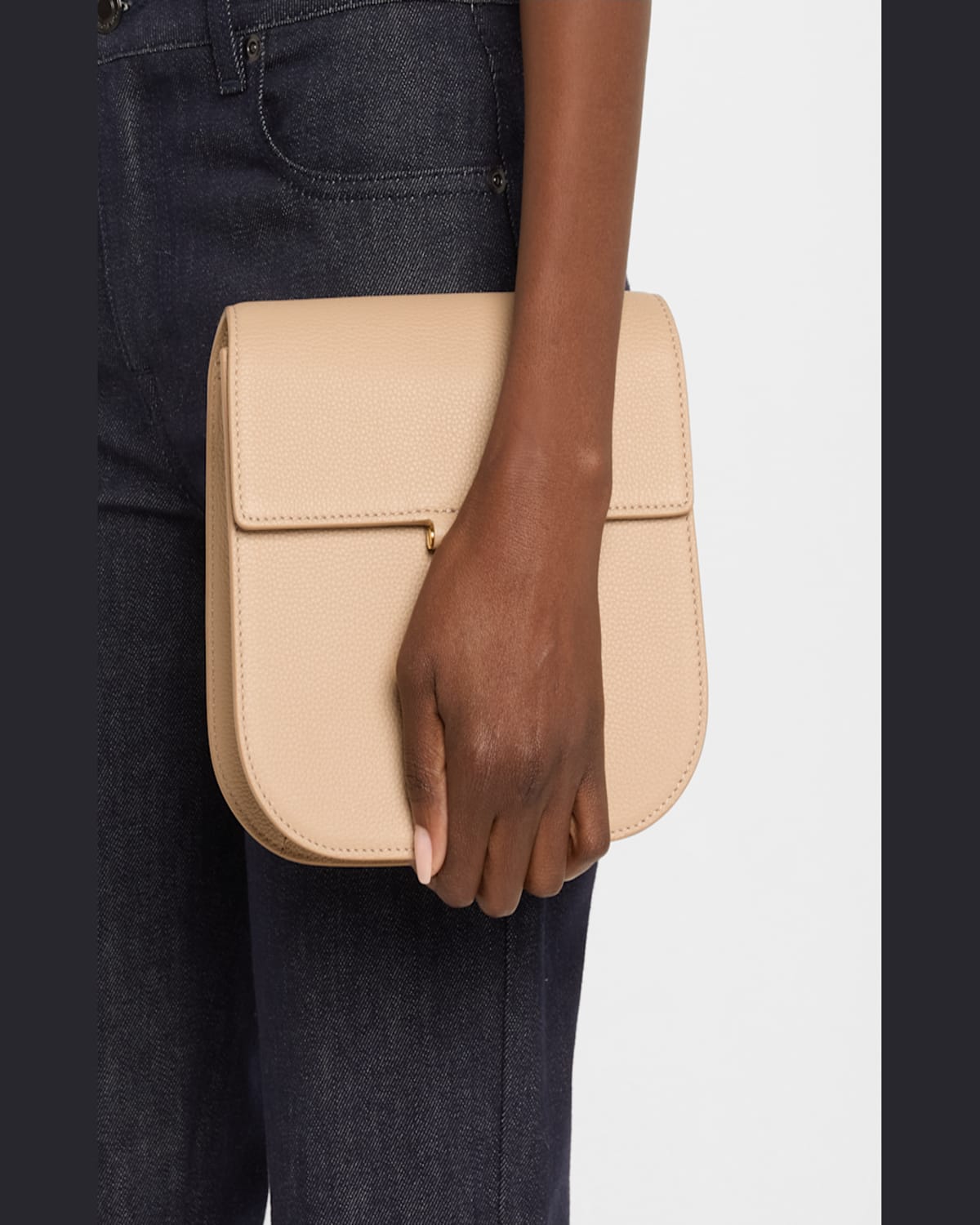 Tom Ford Tara Mini Crossbody In Grained Leather With Leather Strap In Espresso