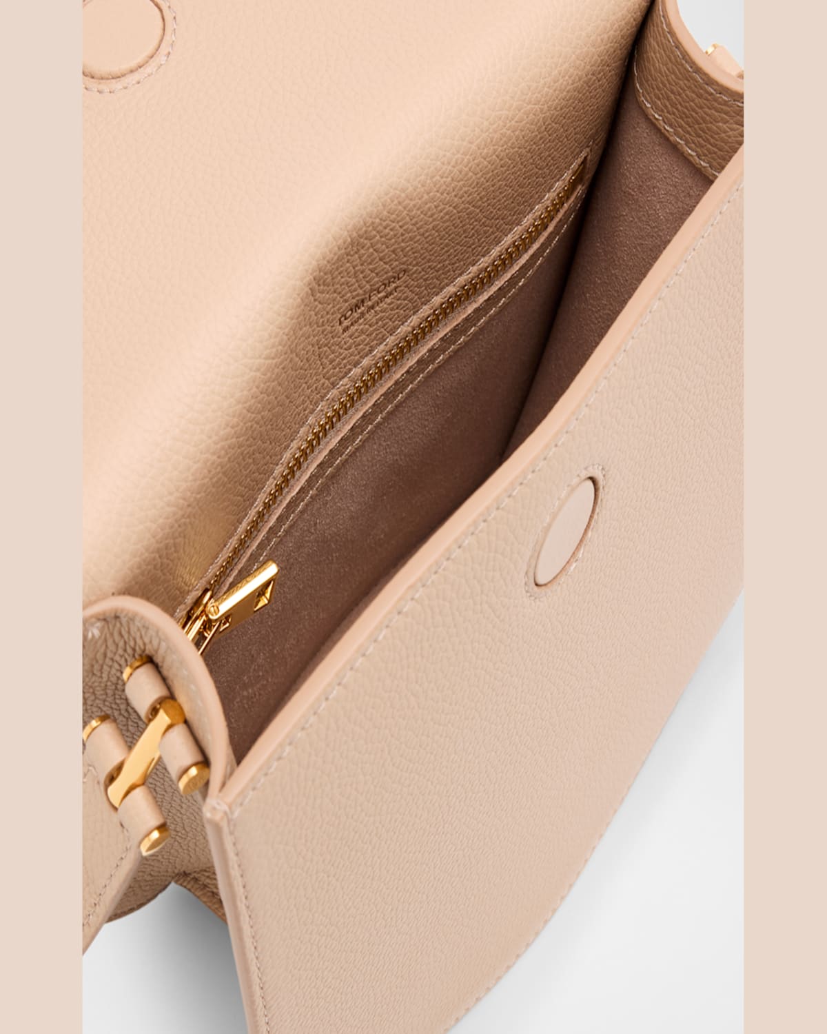 Tom Ford Tara Mini Crossbody In Grained Leather With Leather Strap In Espresso