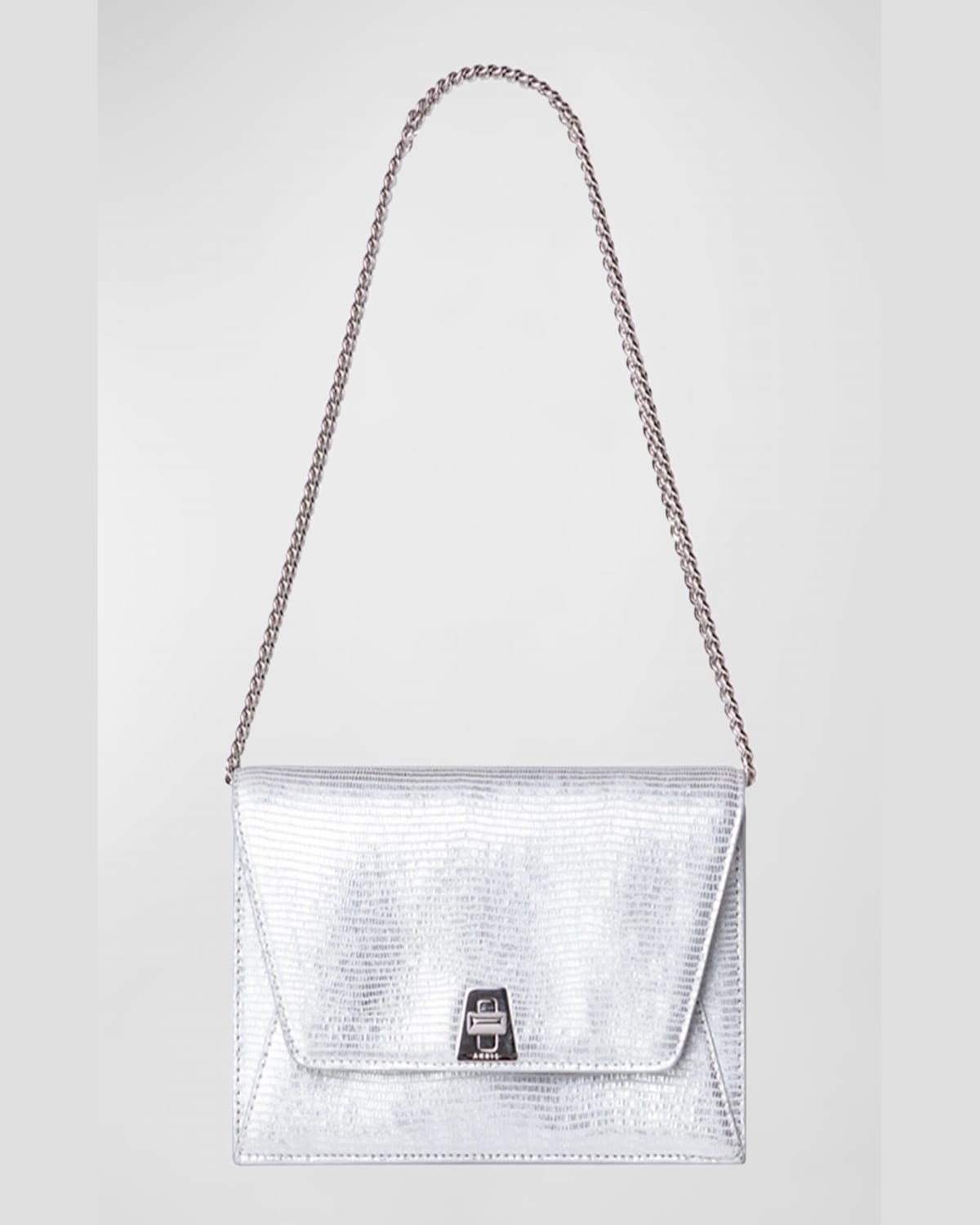 AKRIS ANOUK LIZARD-PRINT CLUTCH BAG W/ CHAIN 